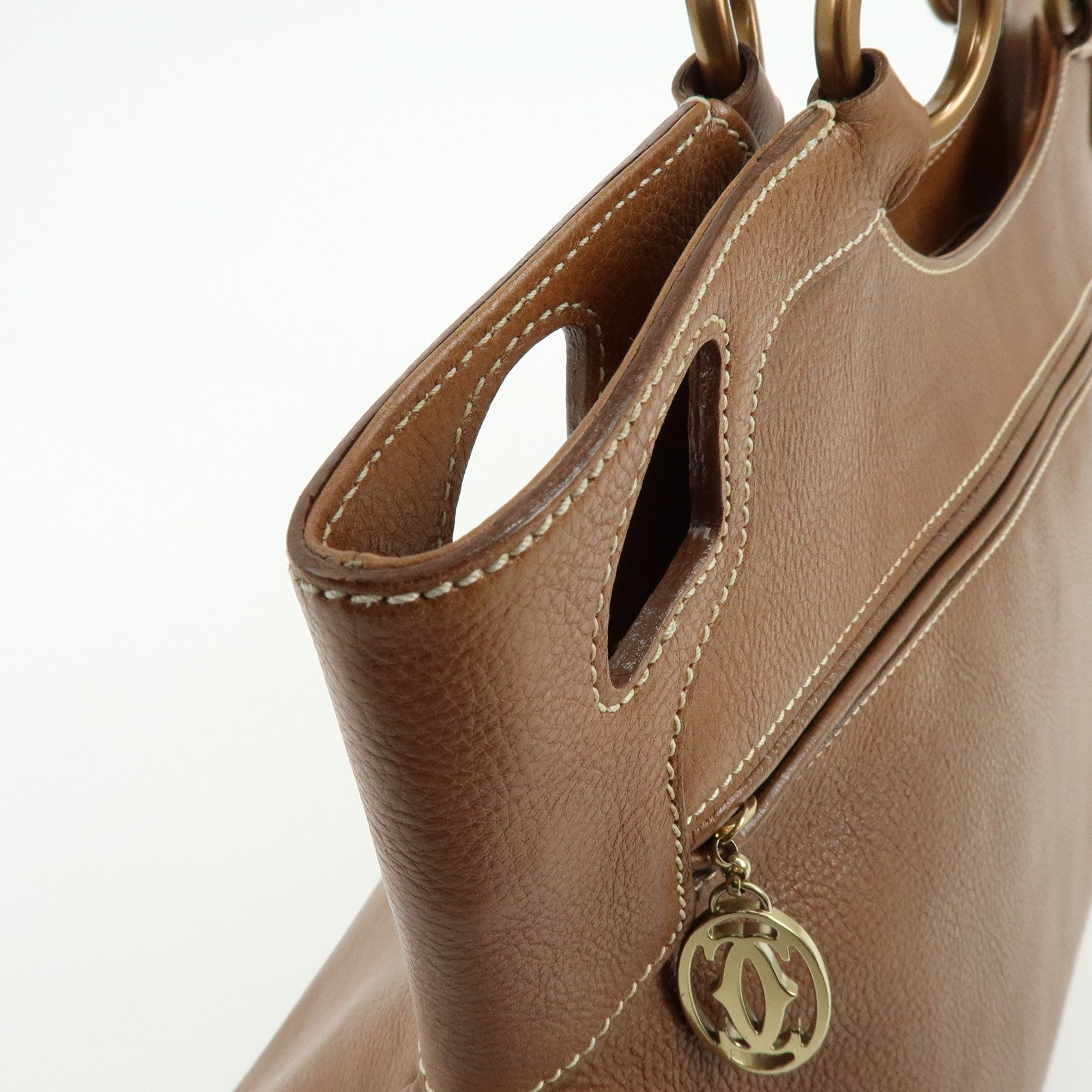 Cartier Marcello de Cartier Leather Hand Bag Tote Bag Brown
