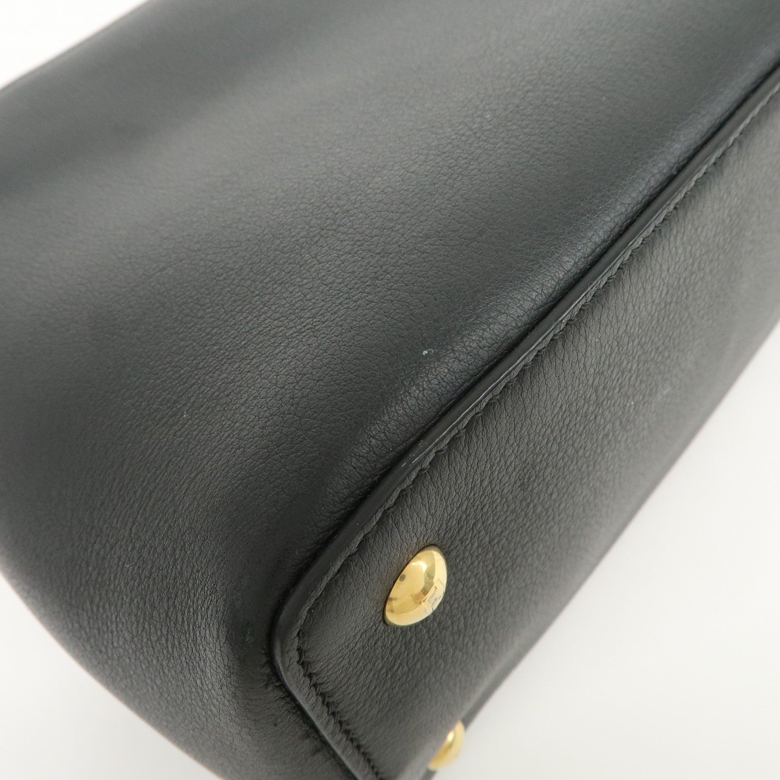 FENDI Petit 2Jours Leather 2Way Bag Hand Bag Black 8BH253