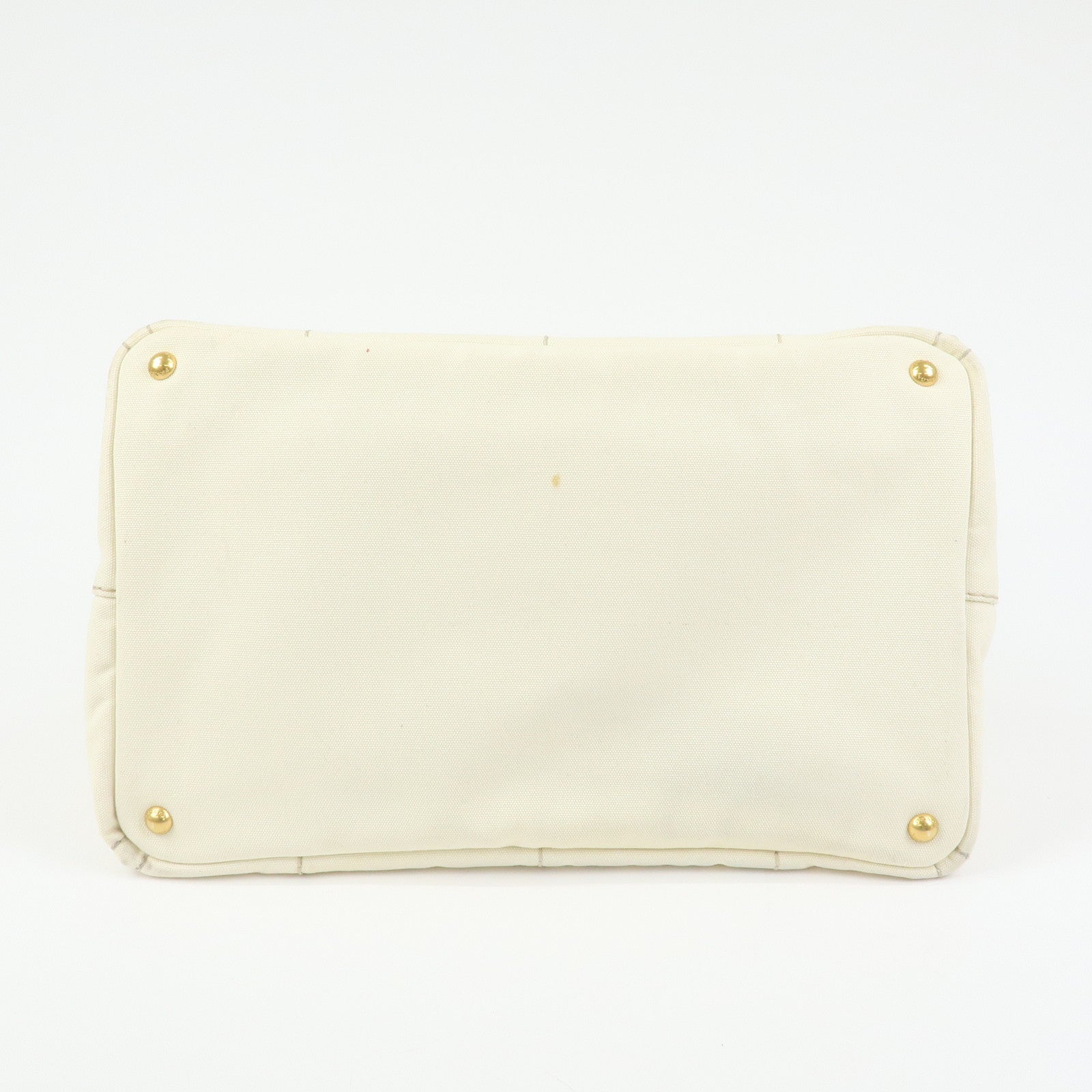 PRADA Canapa Large Triangle Logo Tote Hand Bag Ivory BN1872