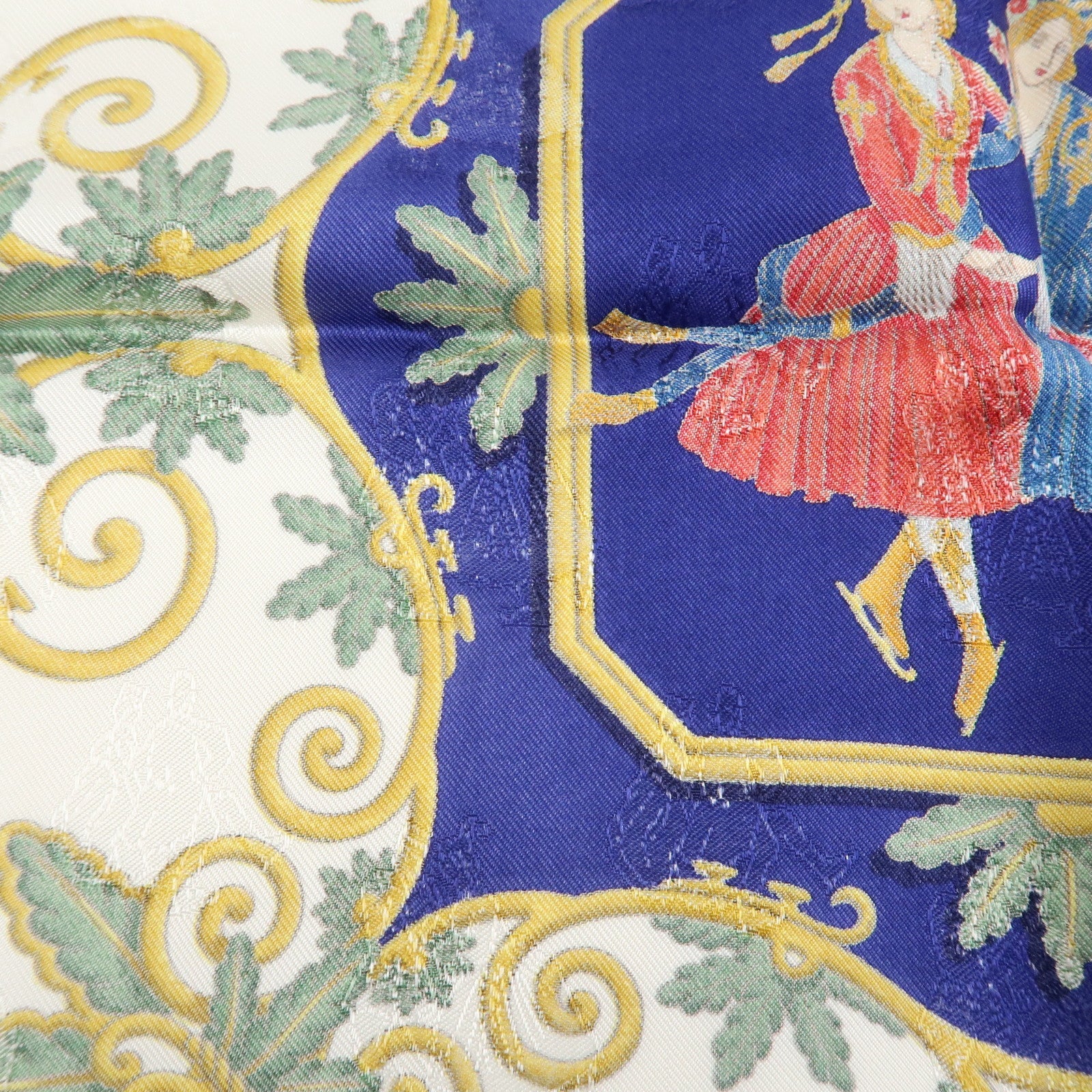 HERMES Carre 90 Silk 100% Scarf Joies d’Hiver Blue White Gold