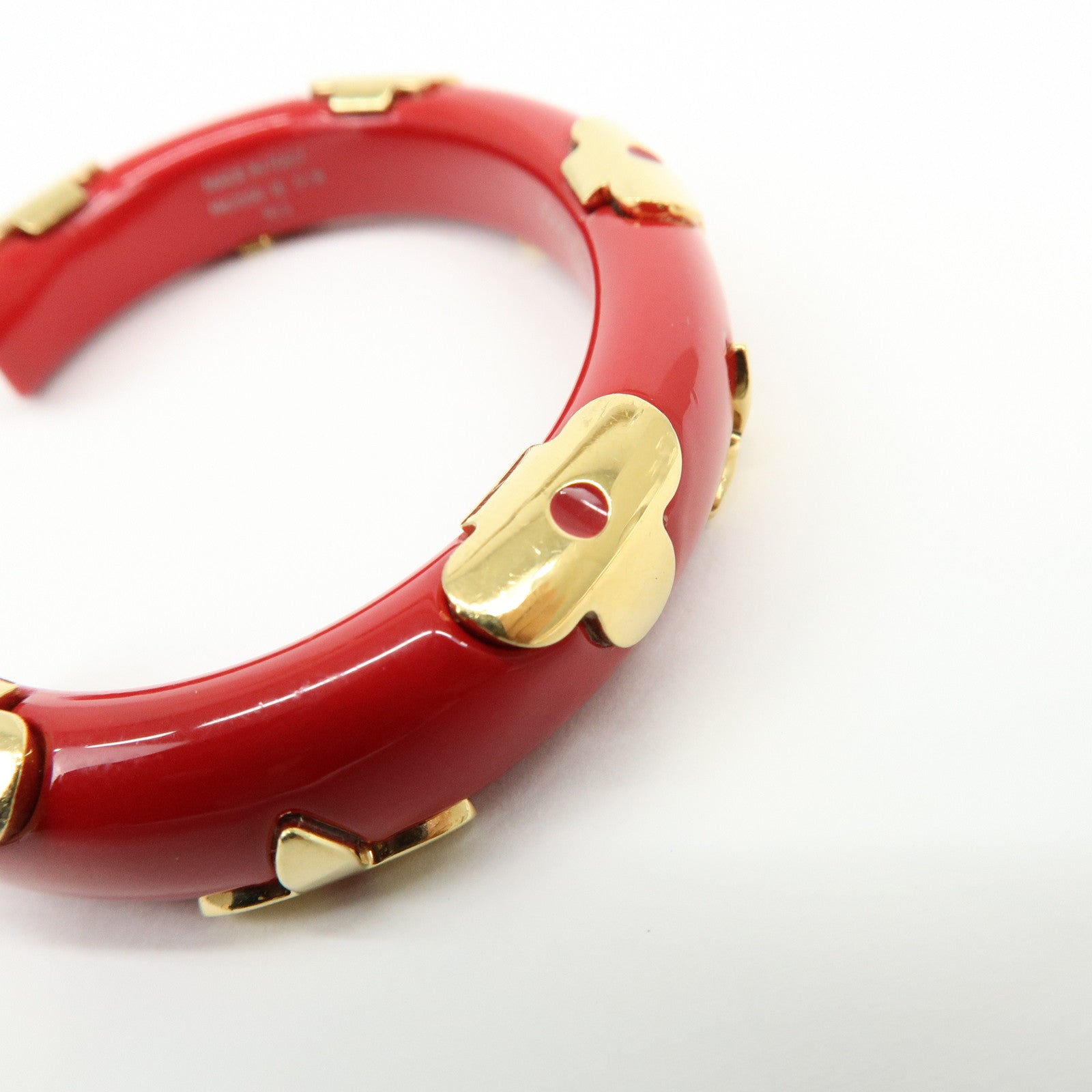 Louis Vuitton Monogram Ceramic Metal Bracelet Bangle Red Gold