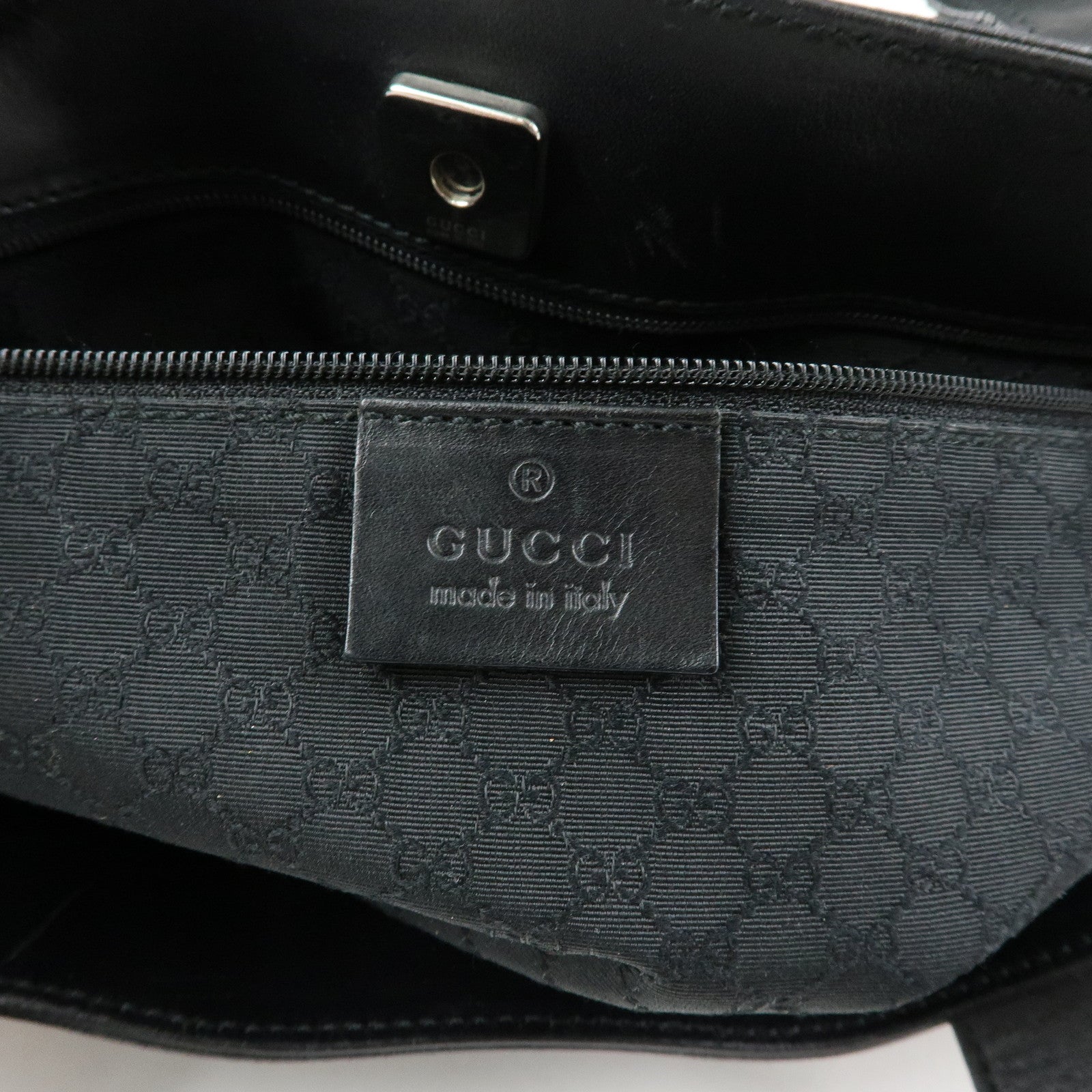 GUCCI Sherry Leather Tote Bag Hand Bag Black 002・1134