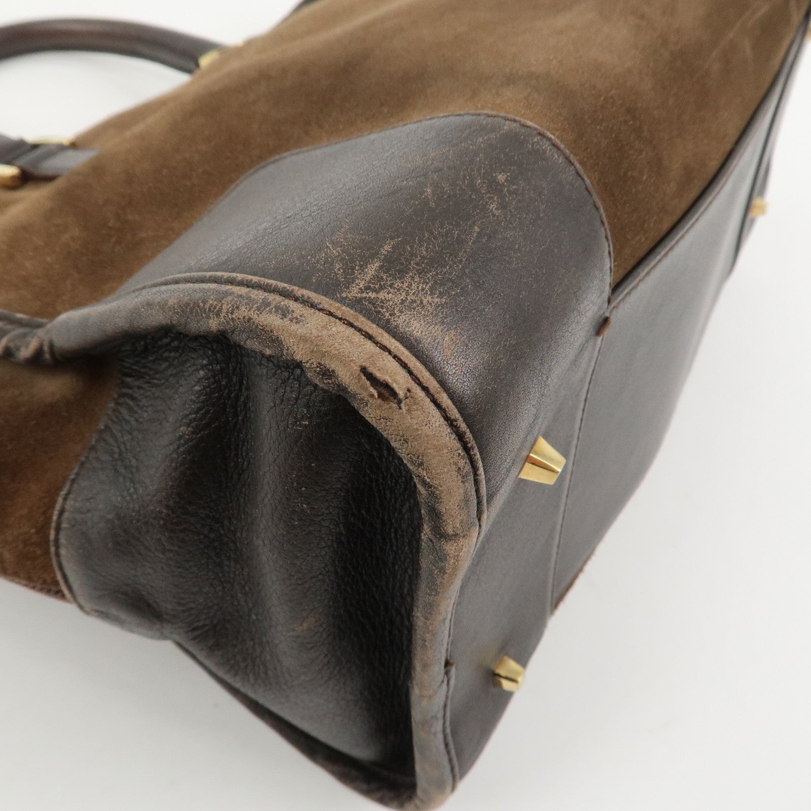 LOEWE Anagram Amazona 32 Suede Leather Hand Bag Boston Bag Brown