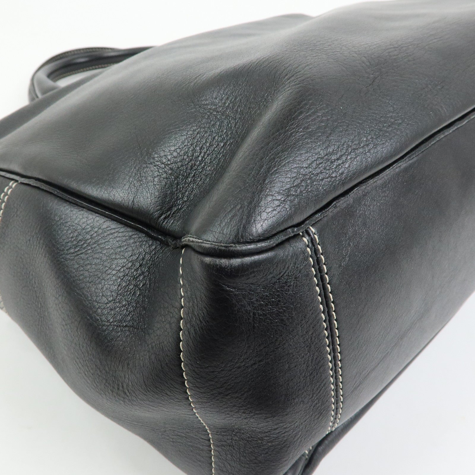 CELINE Boogie Bag Leather Hand Bag Tote Bag Black Silver