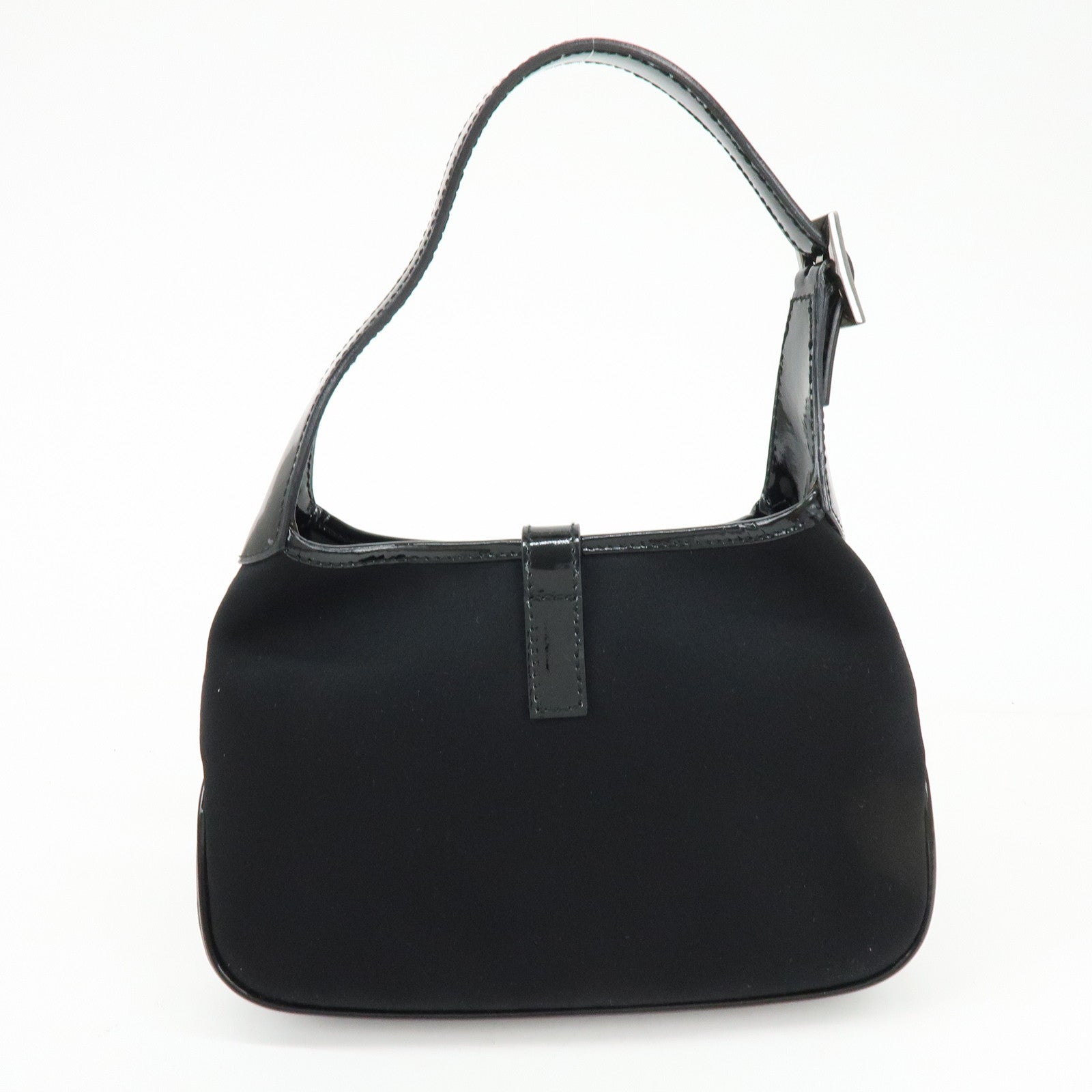 GUCCI Jackie Nylon Patent Leather Hand Bag Black 005・0775