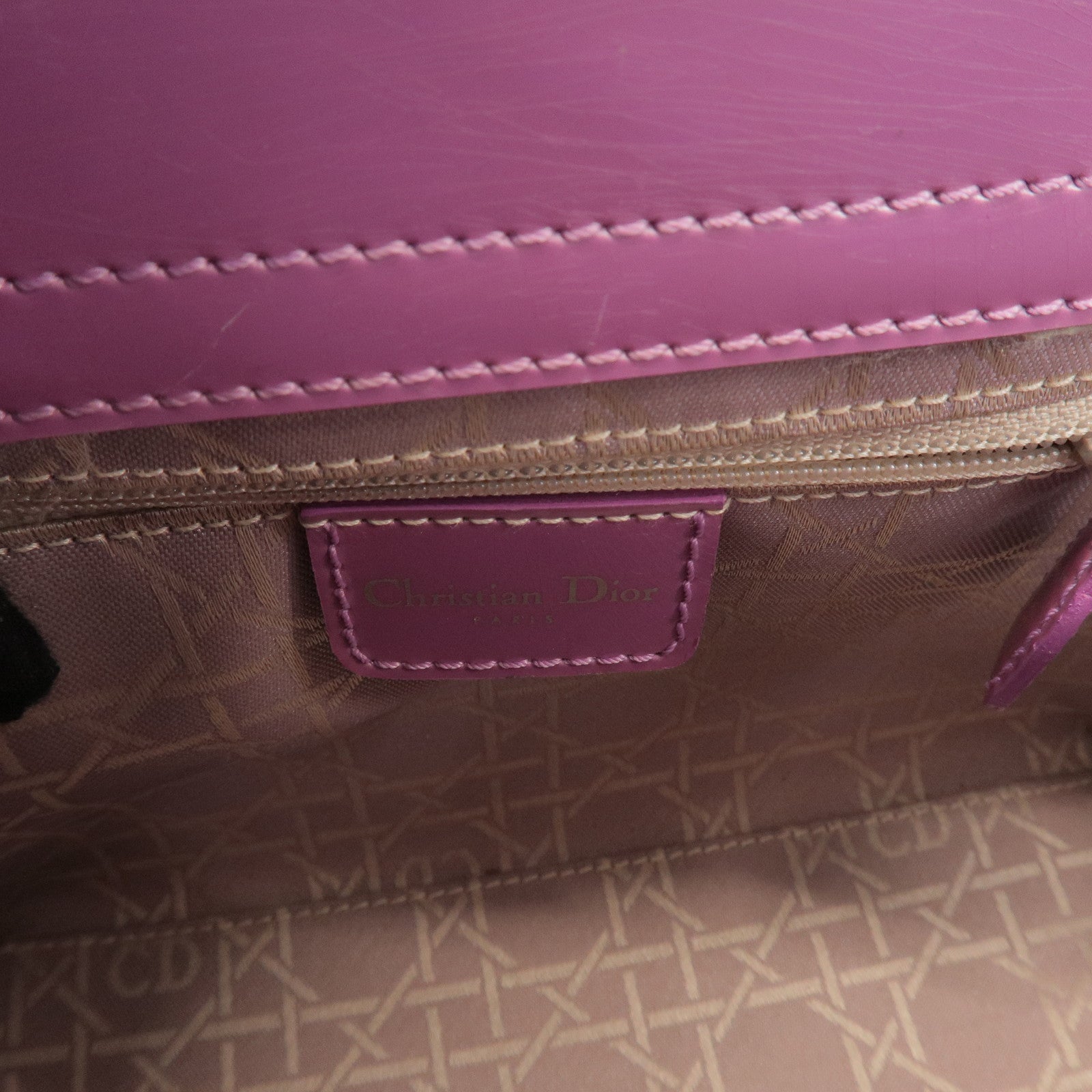 Christian Dior Maris Pearl Patent Leather Hand Bag Purple