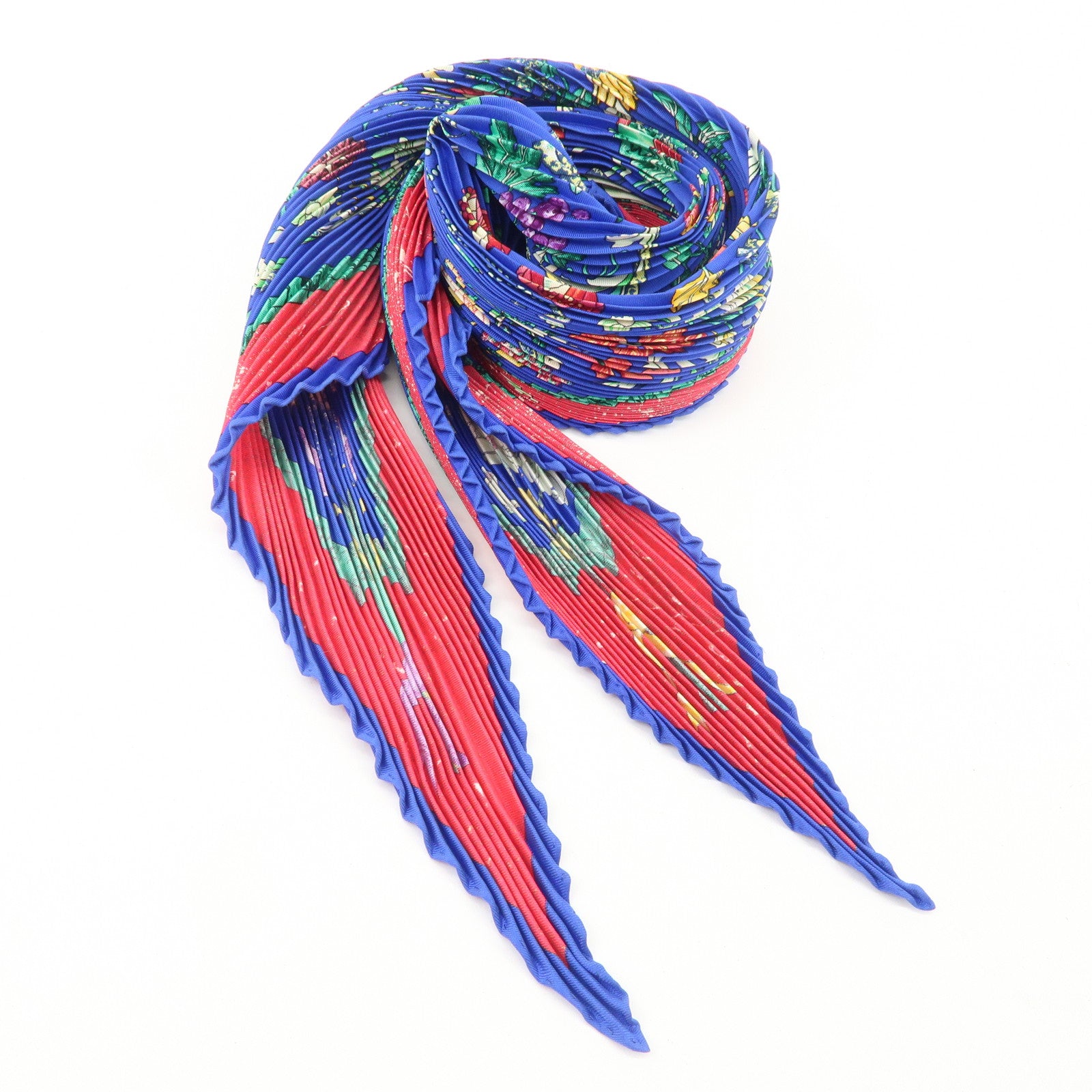 HERMES  Carre 90 Silk 100% Pleats Scarf PIERRES d' ORIENT et OGGIDENT Blue