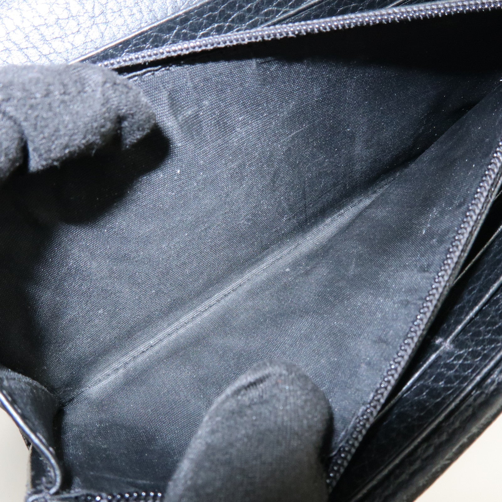 GUCCI GG Marmont Leather Long Wallet Black 456116