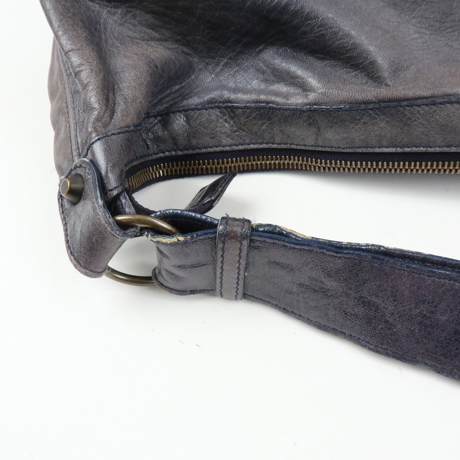 BALENCIAGA Classic Courier XL Leather Shoulder Bag Purple 159671