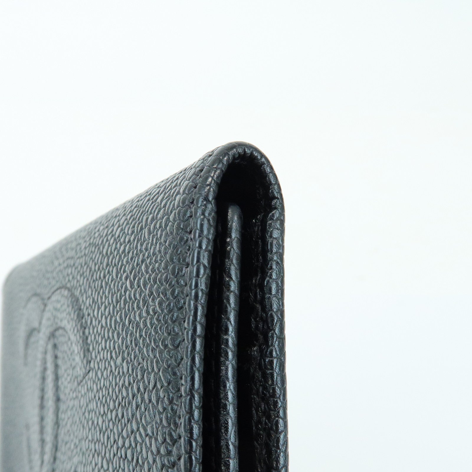 CHANEL COCO Mark Caviarskin Compact Wallet Flap Wallet Black