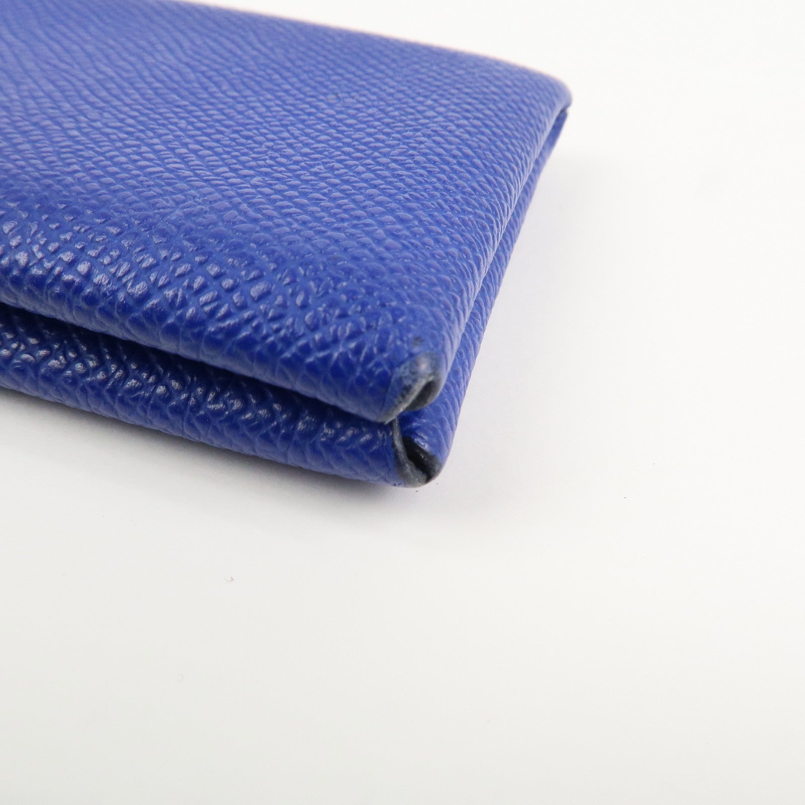HERMES CALVI Veau Epsom Card Case Card Holder Z Stamped Blue