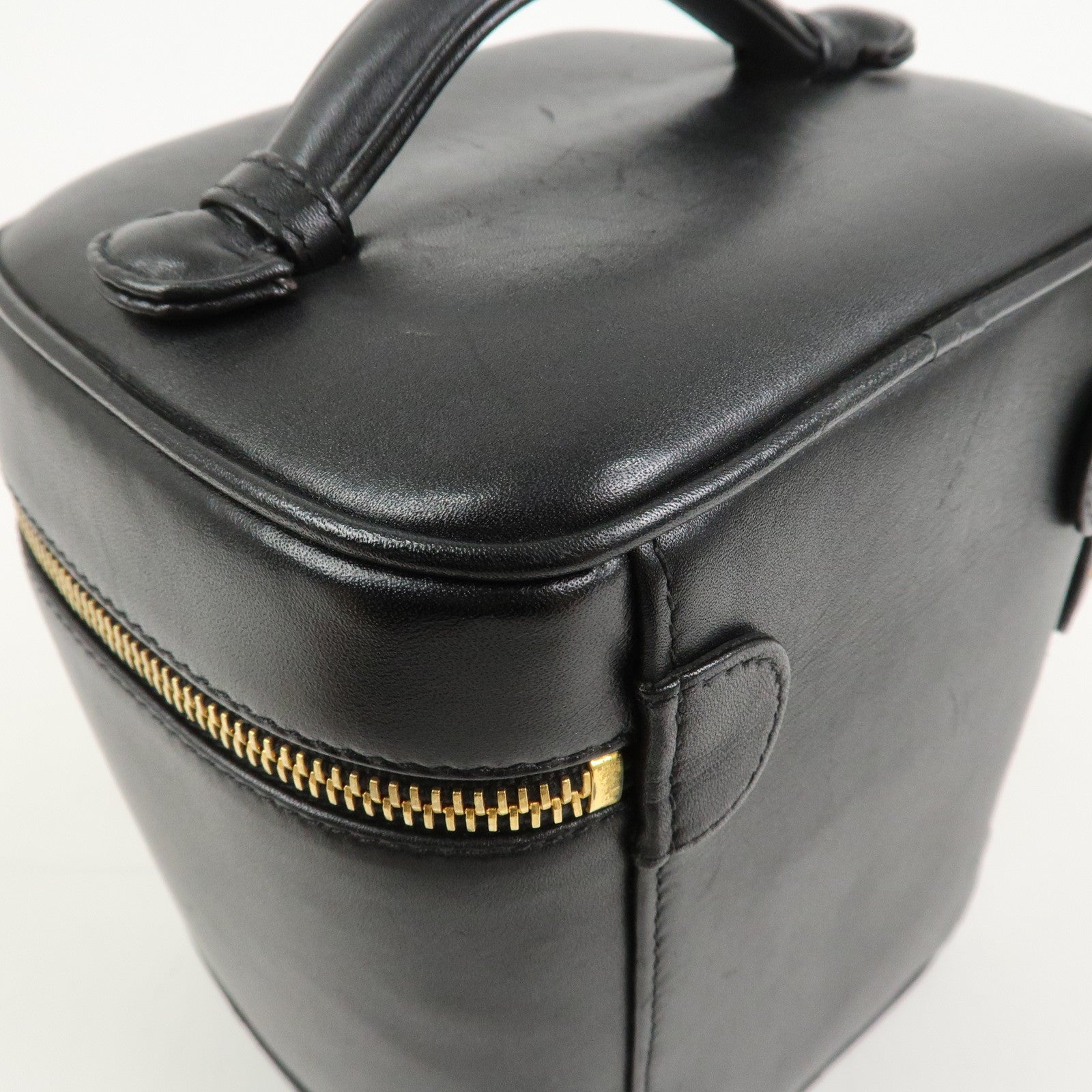 CHANEL Bicolore Lamb Skin Vanity Bag Hand Bag Makeup Bag A01619