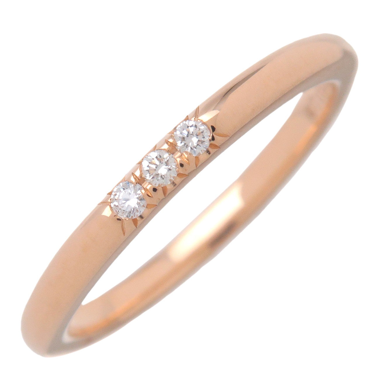 Tiffany & Co Classic Band Ring 3P Diamond K18PG Rose Gold US3.5