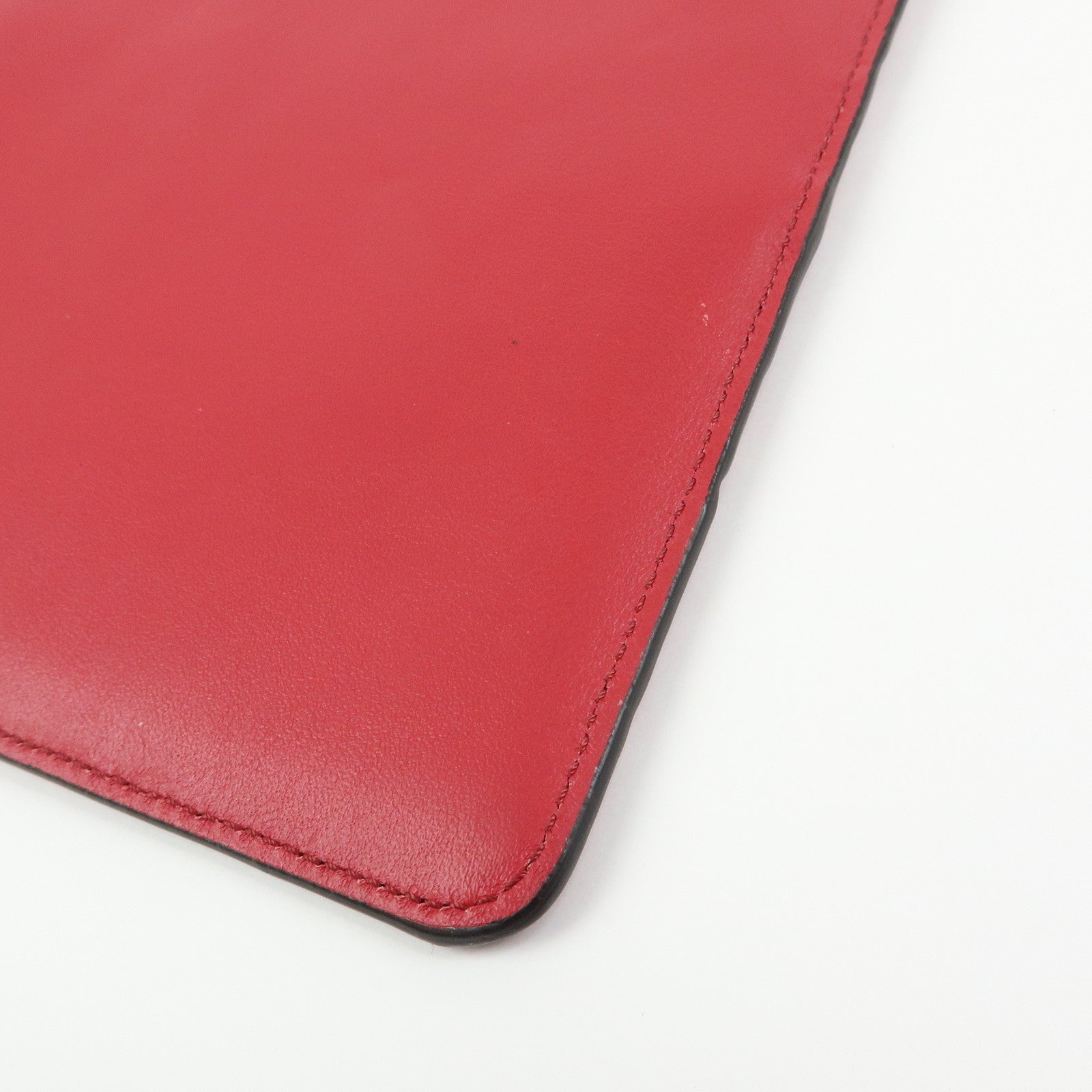 Chloe See By Chloe Embossed Leather Clutch Bag Flat Pouch Red