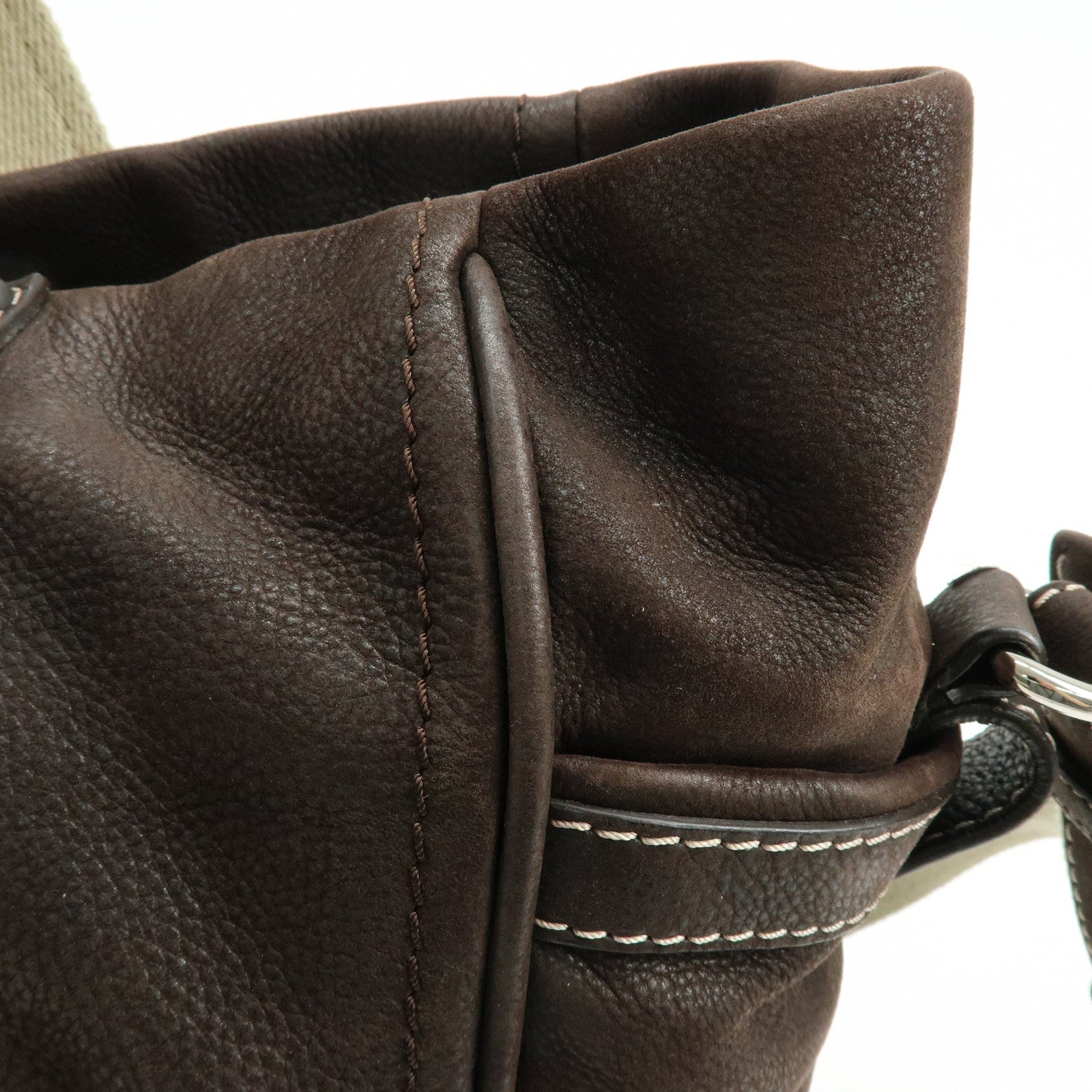 LOEWE Anagram Leather 2Way Bag Boston Bag Shoulder Bag Brown