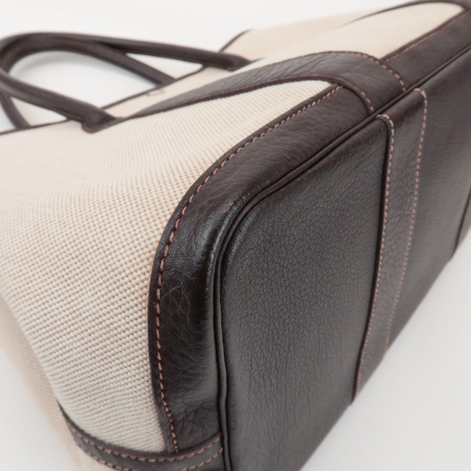 HERMES Toile Ash Garden Party PM □H Stamped Tote Bag Brown