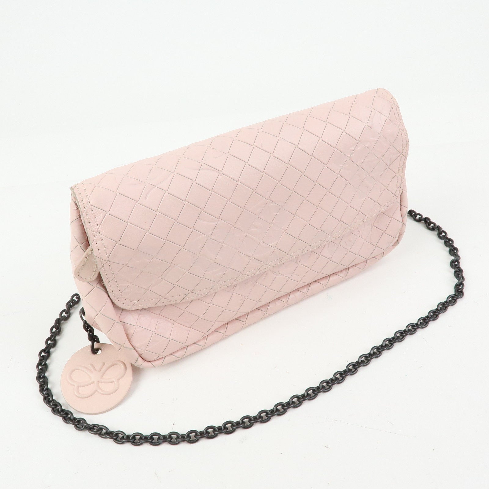 BOTTEGA VENETA Intreccio Mirage Chain Shoulder Bag Light Pink