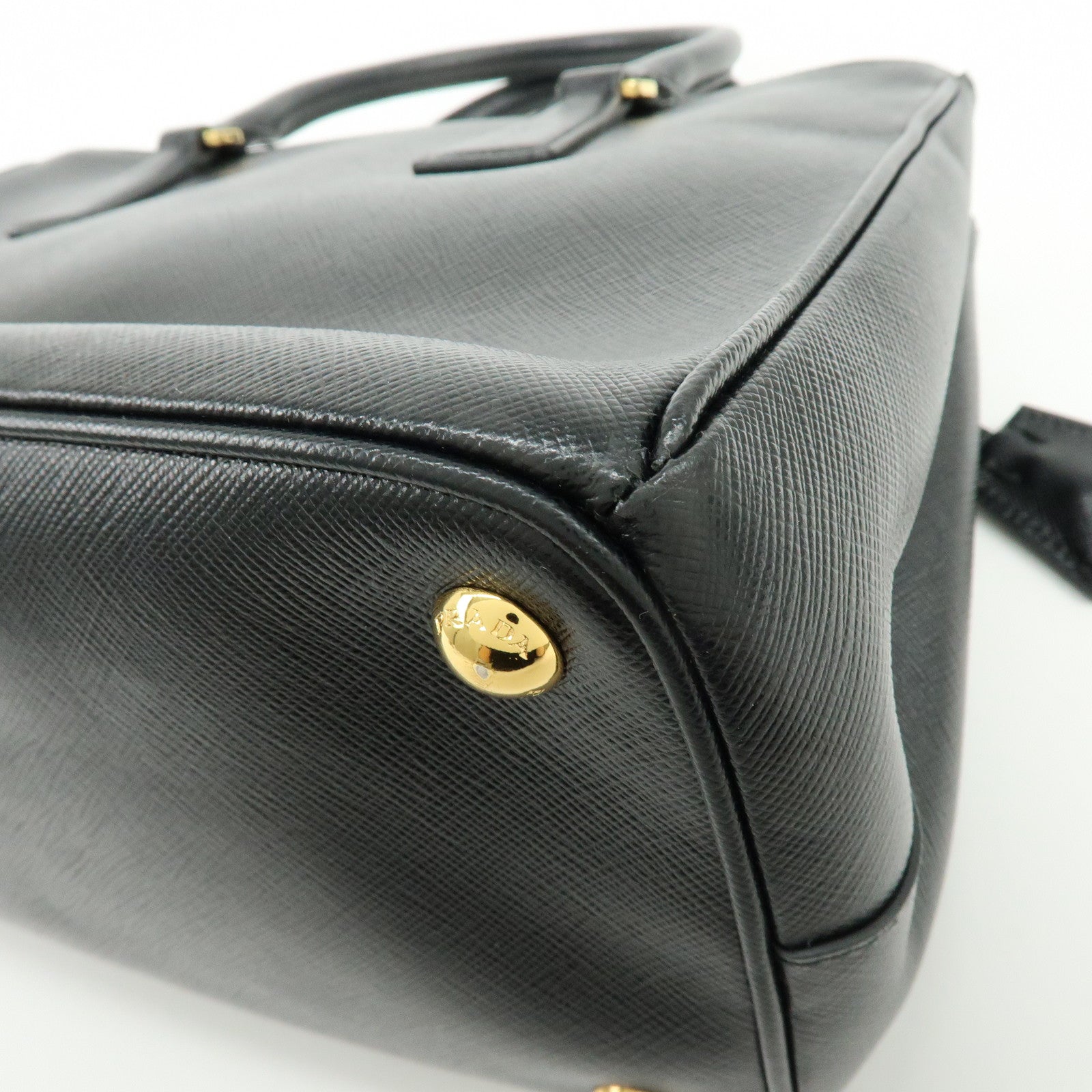 PRADA Traingle Logo Galleria Saffiano Leather 2Way Hand Bag 1BA863