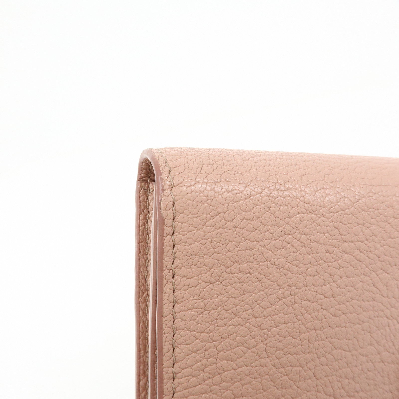 MIU MIU Madras Leather Ribbon Bi-fold Long Wallet Pink 5MH109