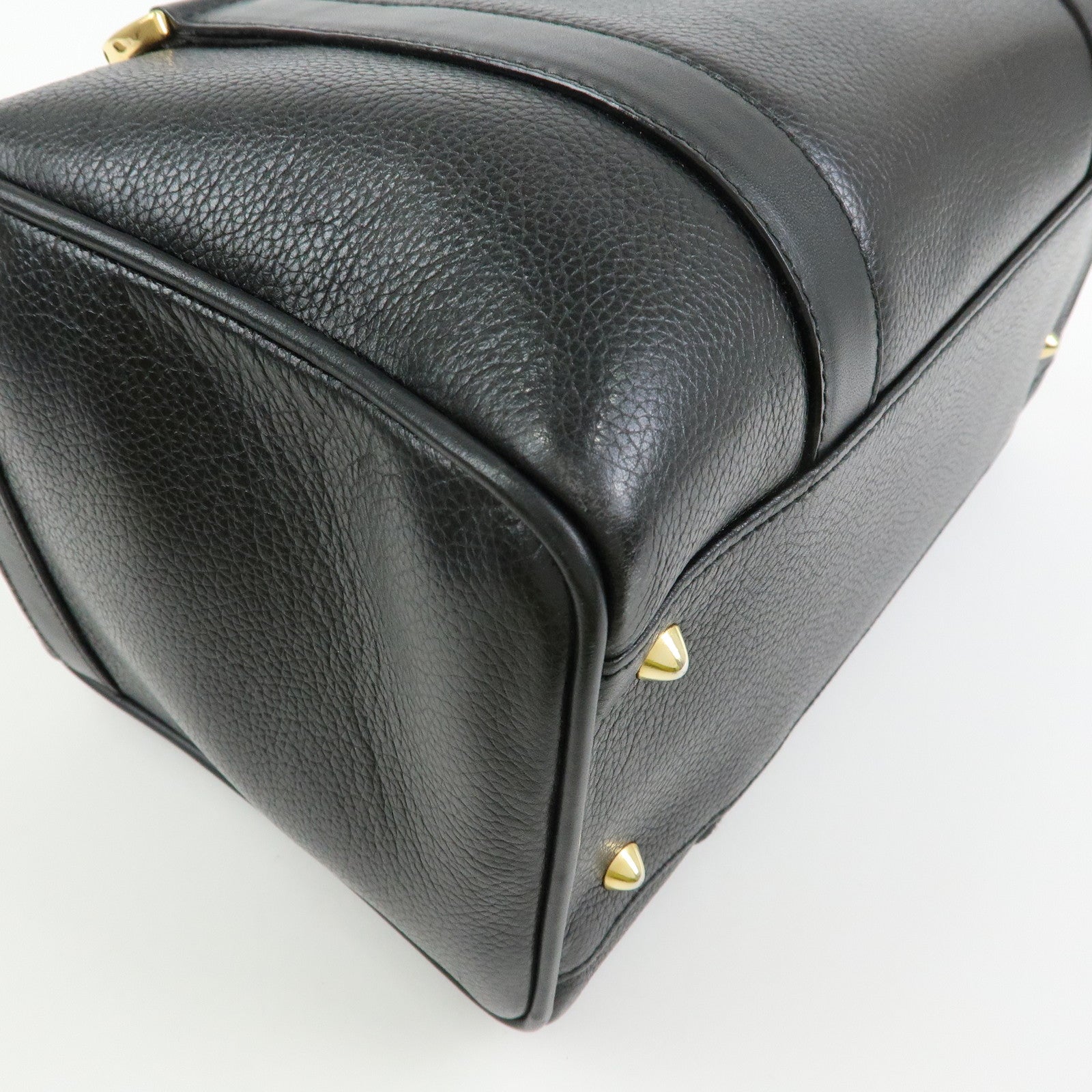 GUCCI Interlocking G Leather Boston Bag Hand Bag Black 000・58・0093