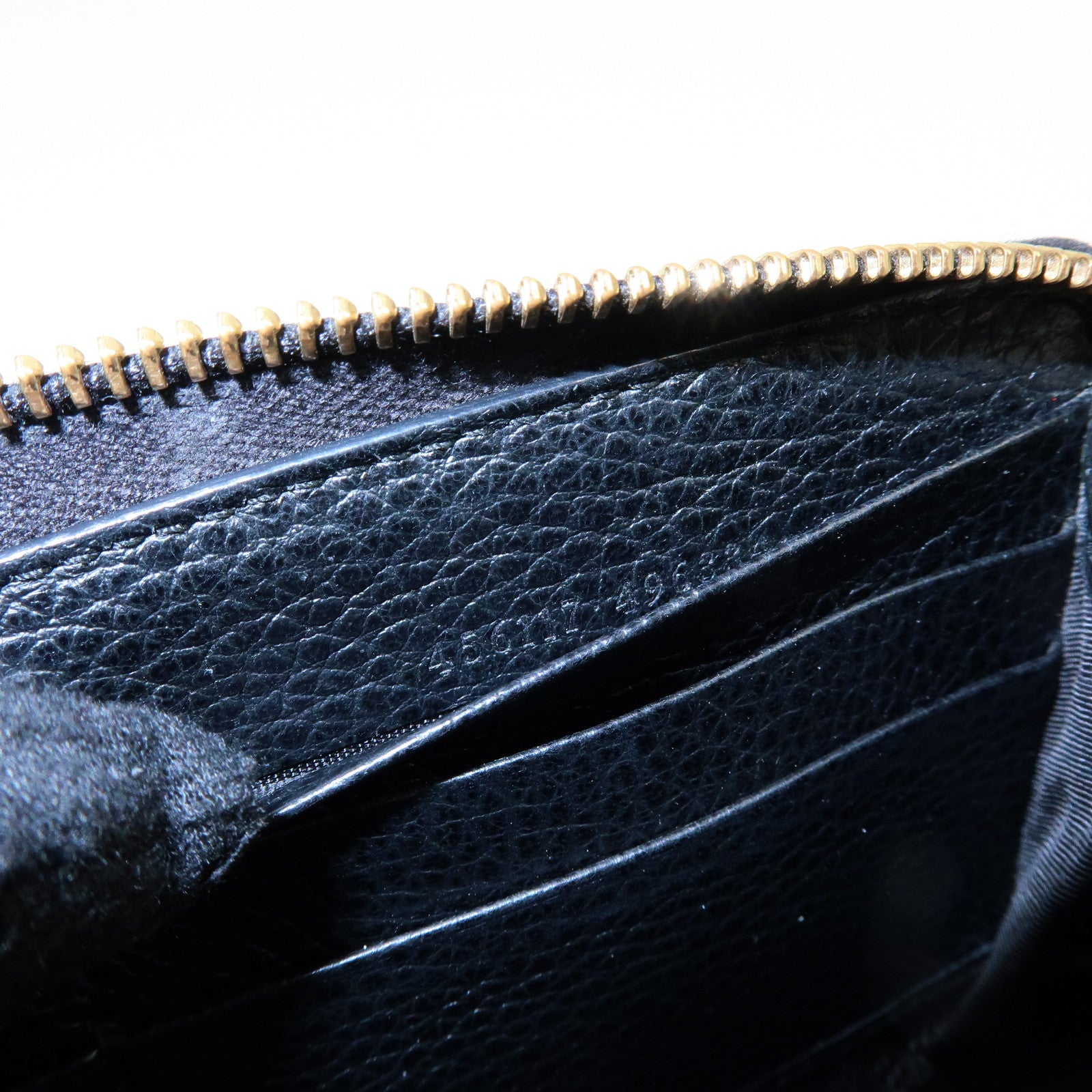 GUCCI GG Marmont Leather Round Zippy Long Wallet Black 456117