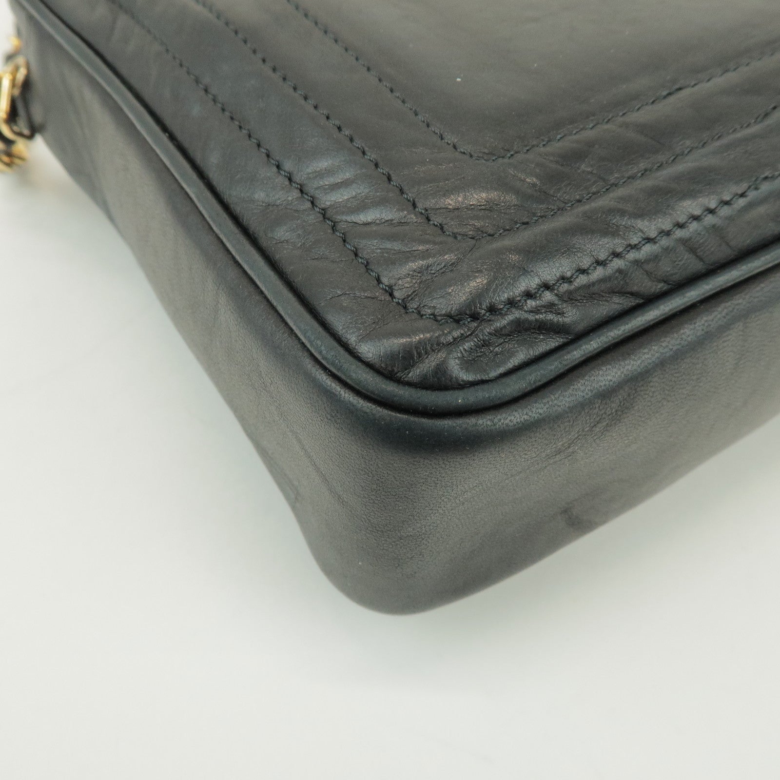 CHANEL COCO Mark Lamb Skin Chain Shoulder Bag Tassel Charm Black