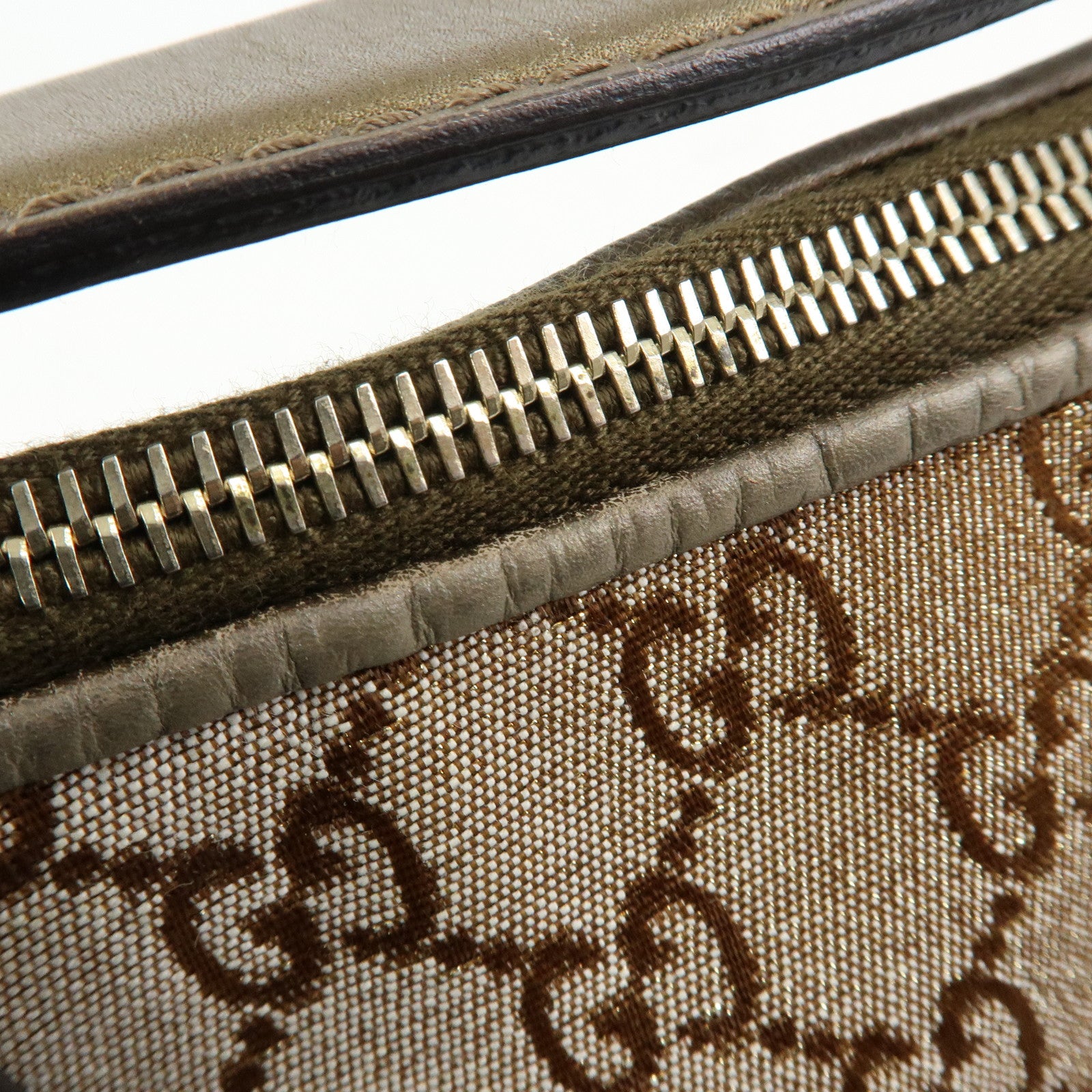 GUCCI Bamboo Heartbit GG Canvas Leather Shoulder Bag Brown 269959