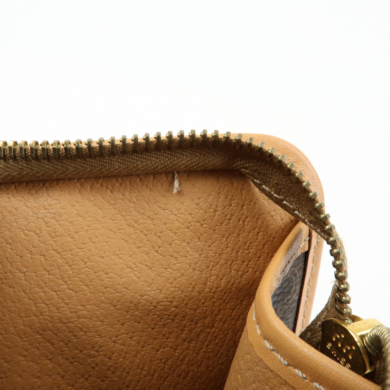CELINE Macadam PVC Leather Clutch Bag Cosmetic Pouch Brown