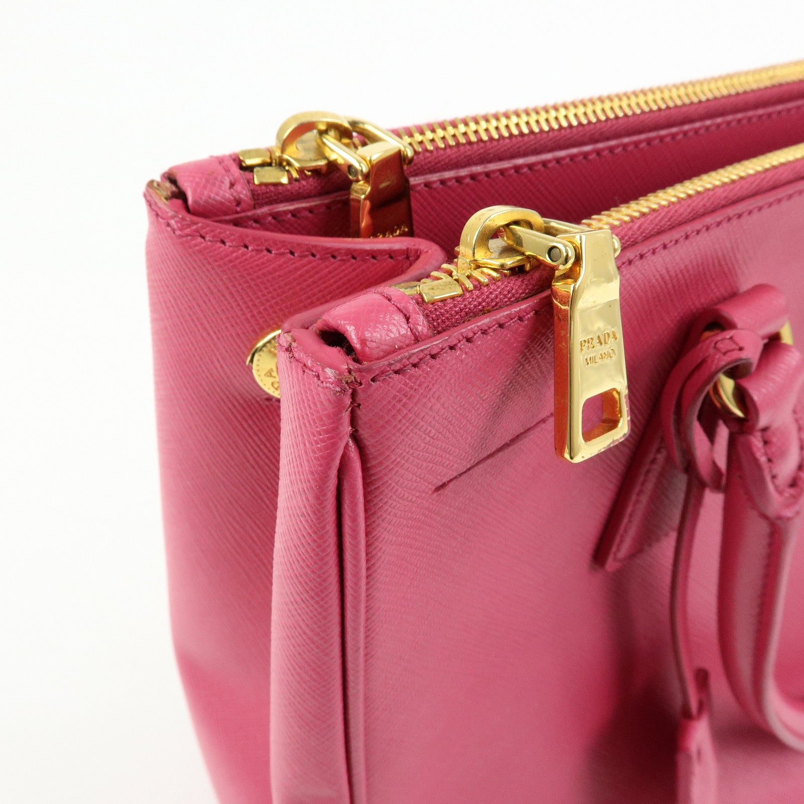 PRADA Triangle Logo Saffiano Leather 2Way Hand Bag Pink BN1801