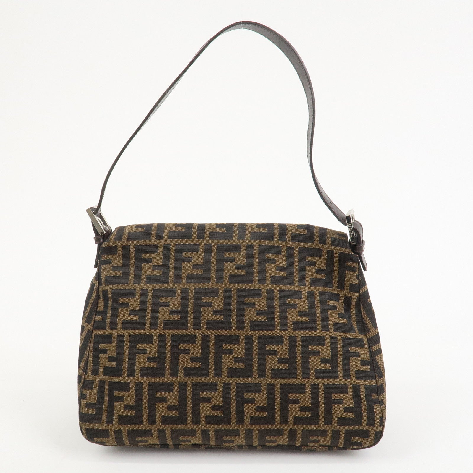 FENDI Zucca Mamma Baguette Canvas Shoulder Bag Brown Black 26325