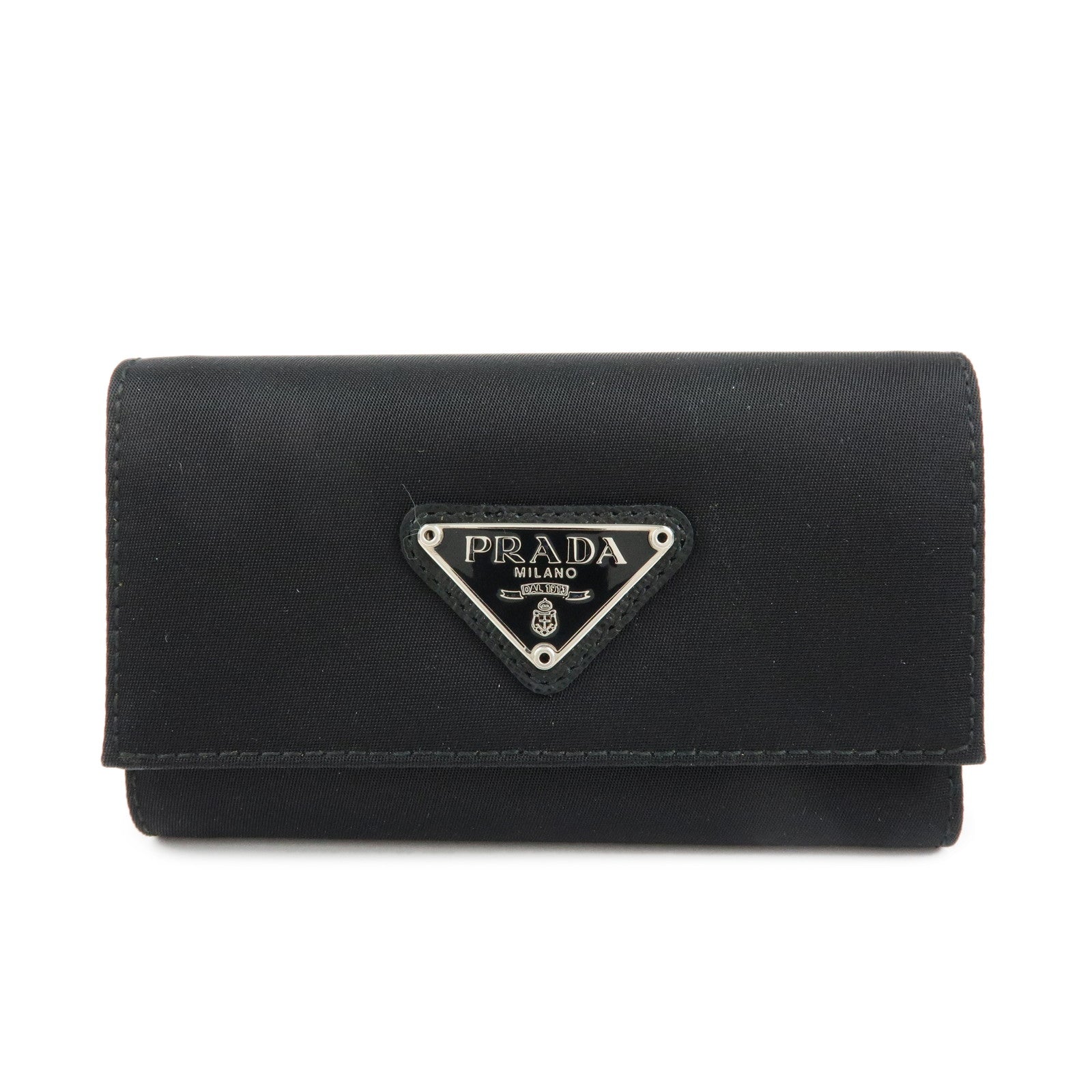 PRADA Triangle Logo Nylon Leather 6 Rings Key Case 1M0222