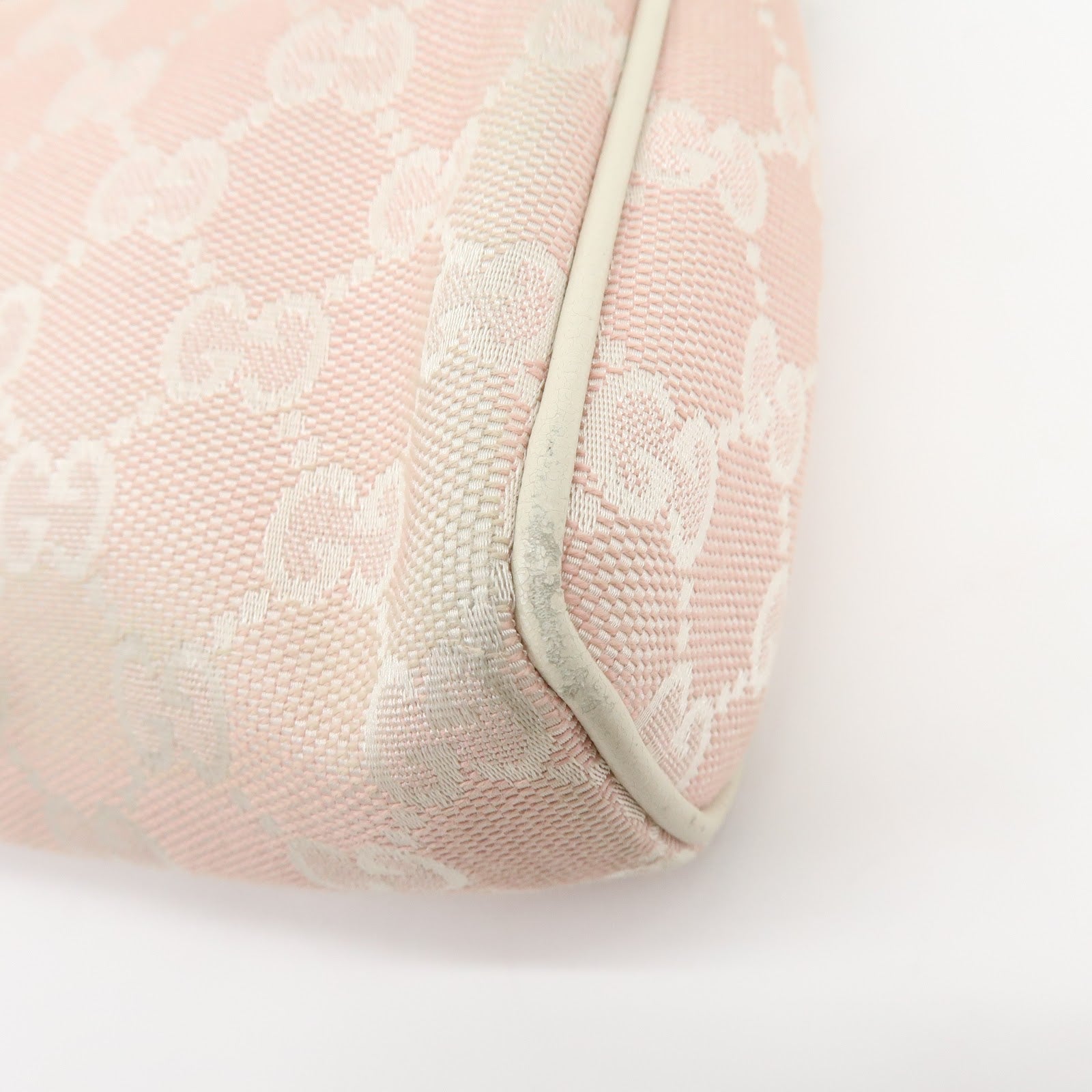 Gucci Abbey GG Canvas Leather Accessory Pouch Hand Bag Pink 145750