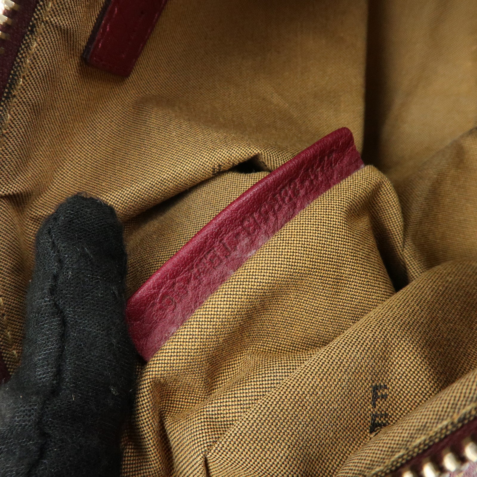 FENDI Zucchino Canvas Leather Hand Bag Pouch Brown 8BR513
