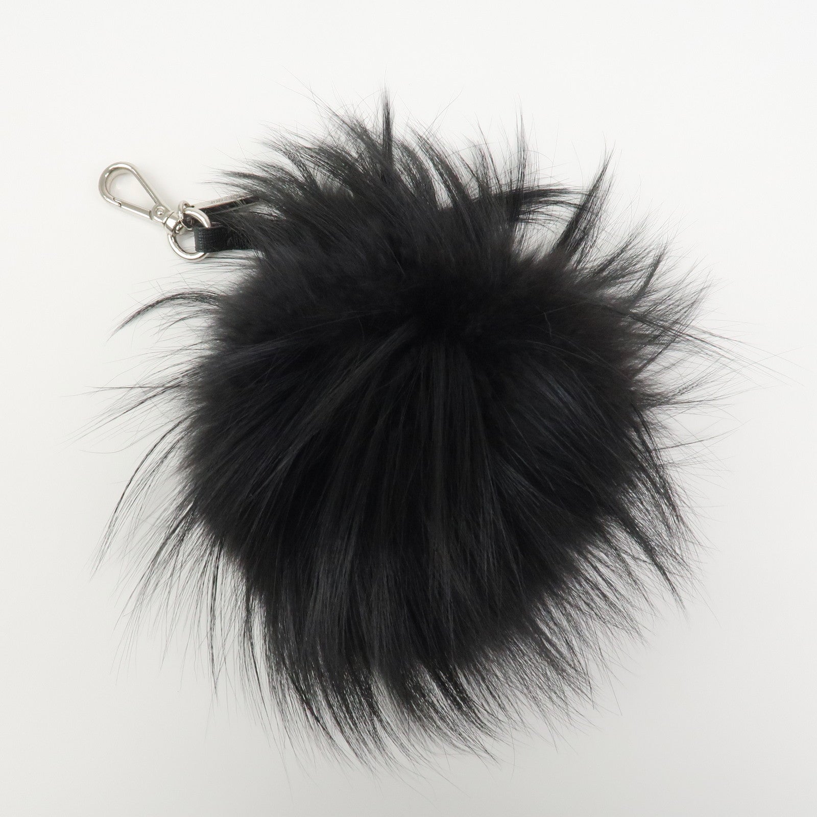 FENDI Fur Saffiano Leather Pom Pom Monster Bag Charm Black