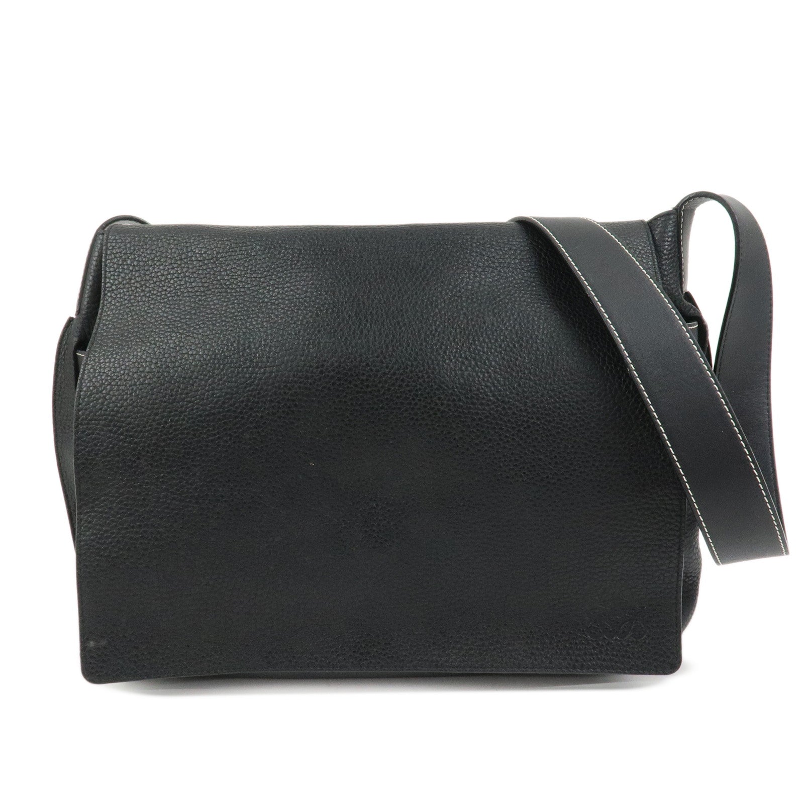 LOEWE Anagram Logo Leather Shoulder Bag Crossbody Bag Black