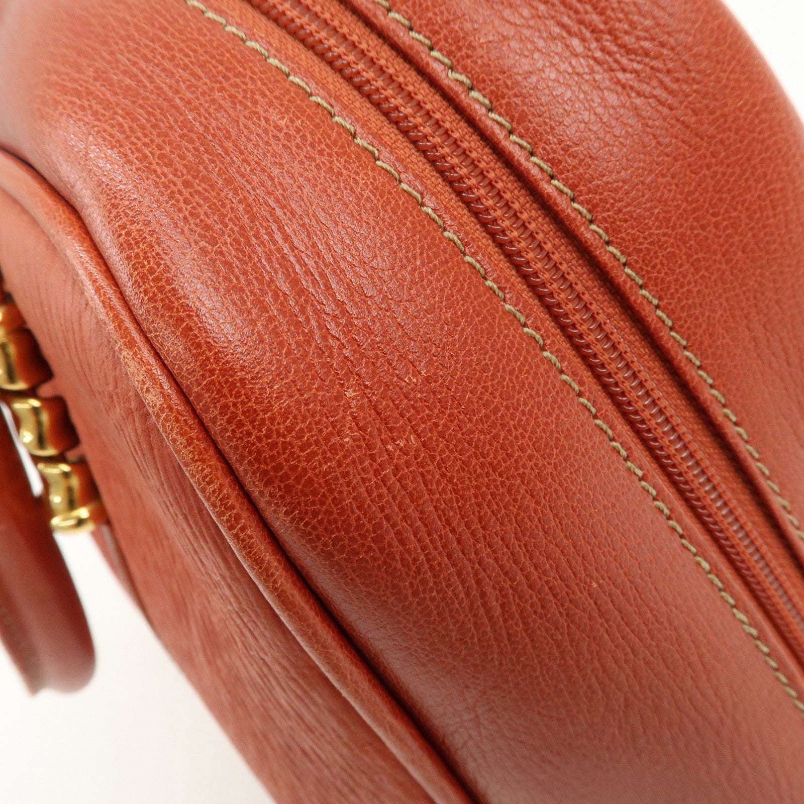 LOEWE Velazquez Leather Hand Bag Boston Bag Orange