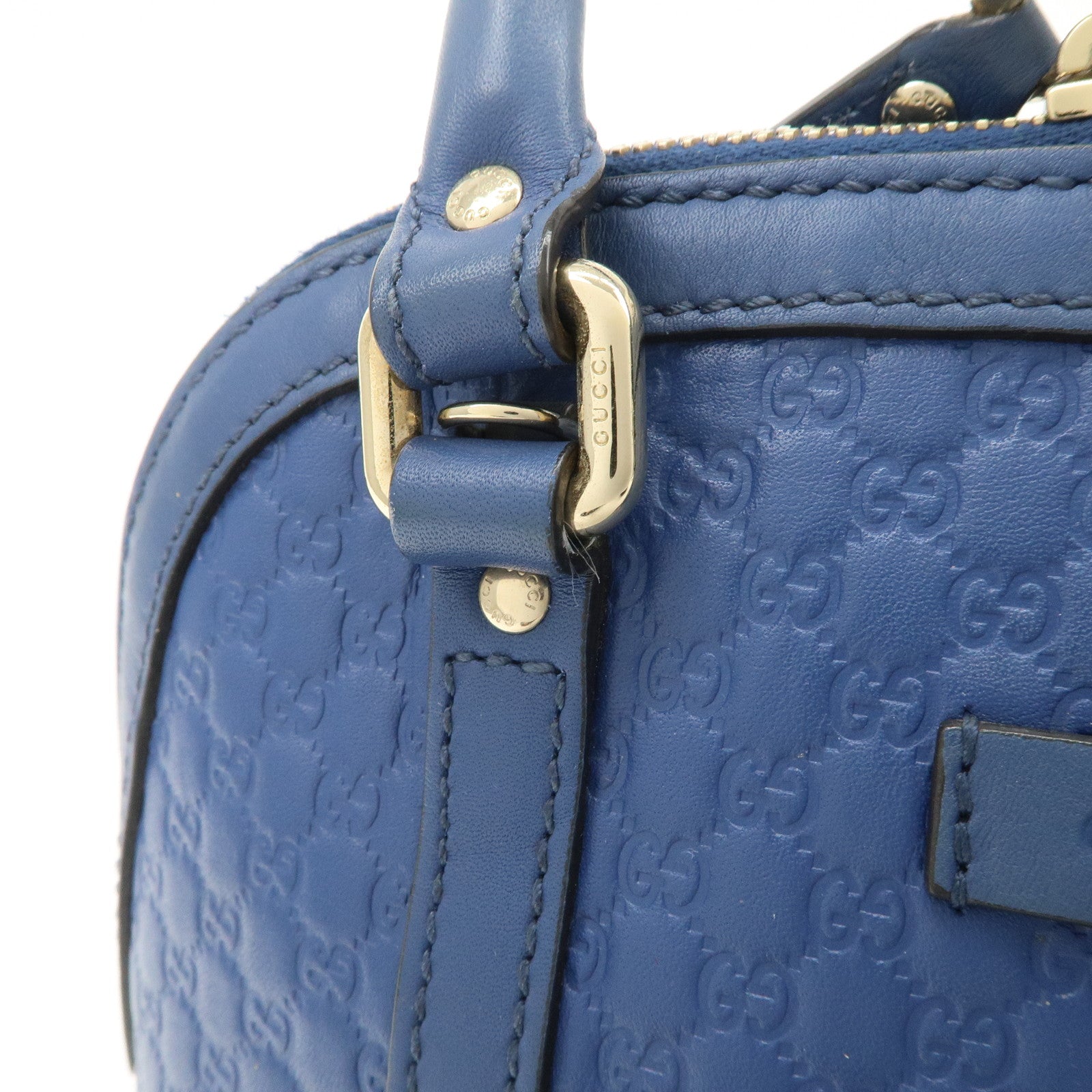 GUCCI Micro Guccissima 2Way Bag Hand Bag Shoulder Bag Blue 449654