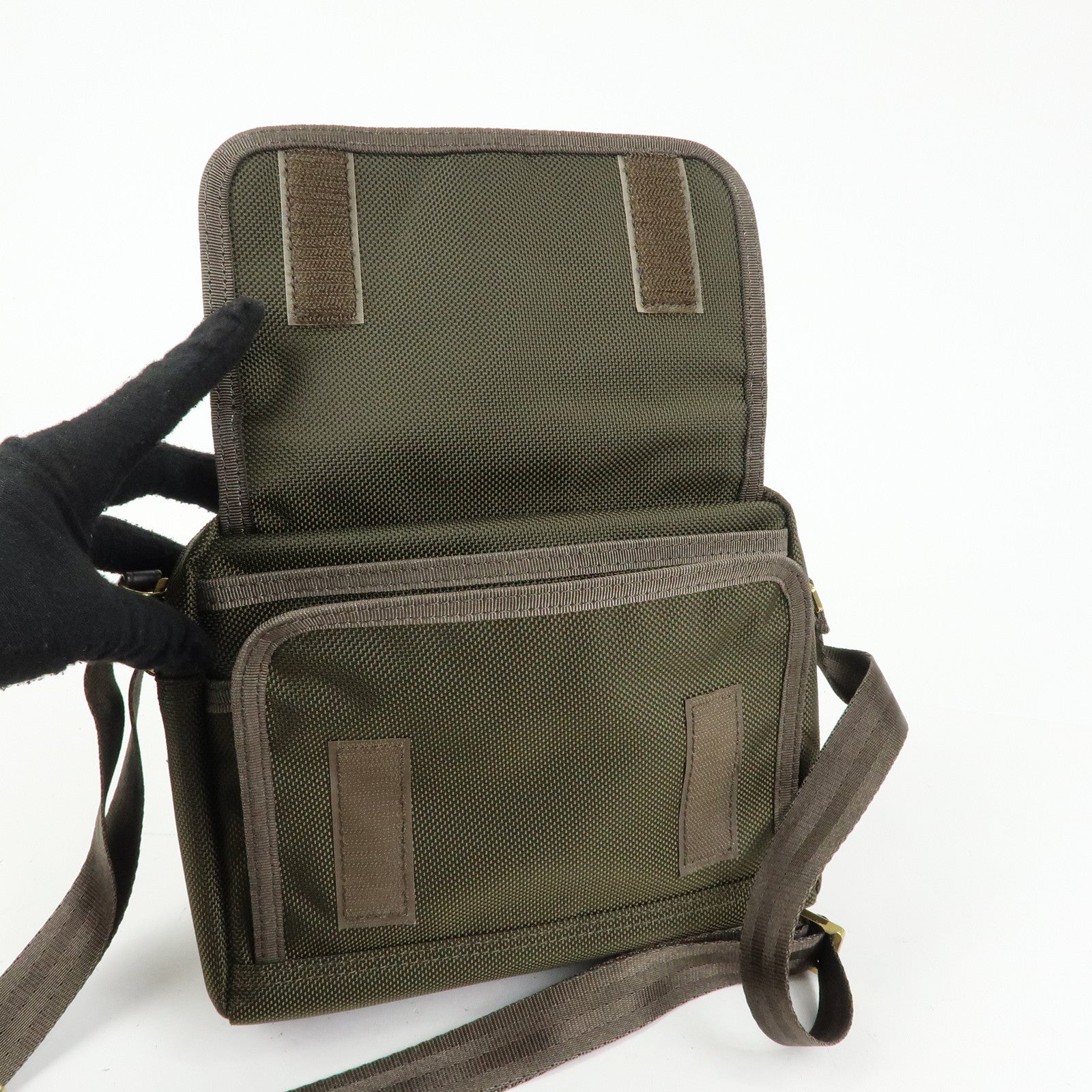 PORTER INTERNATIONAL Nylon Leather Shoulder Bag Crossbody Bag Khaki