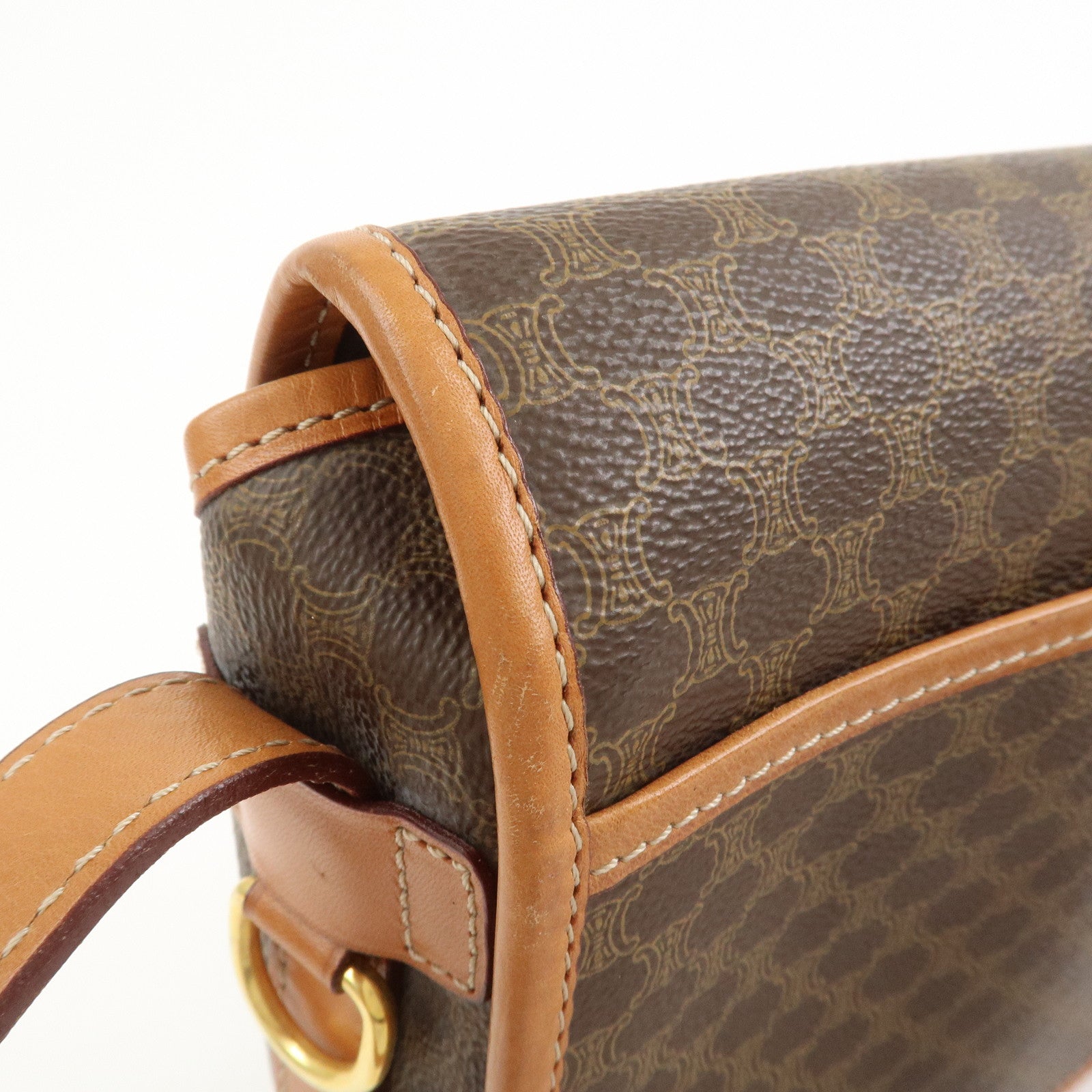 CELINE Macadam PVC Leather Shoulder Bag Crossbody Bag Brown