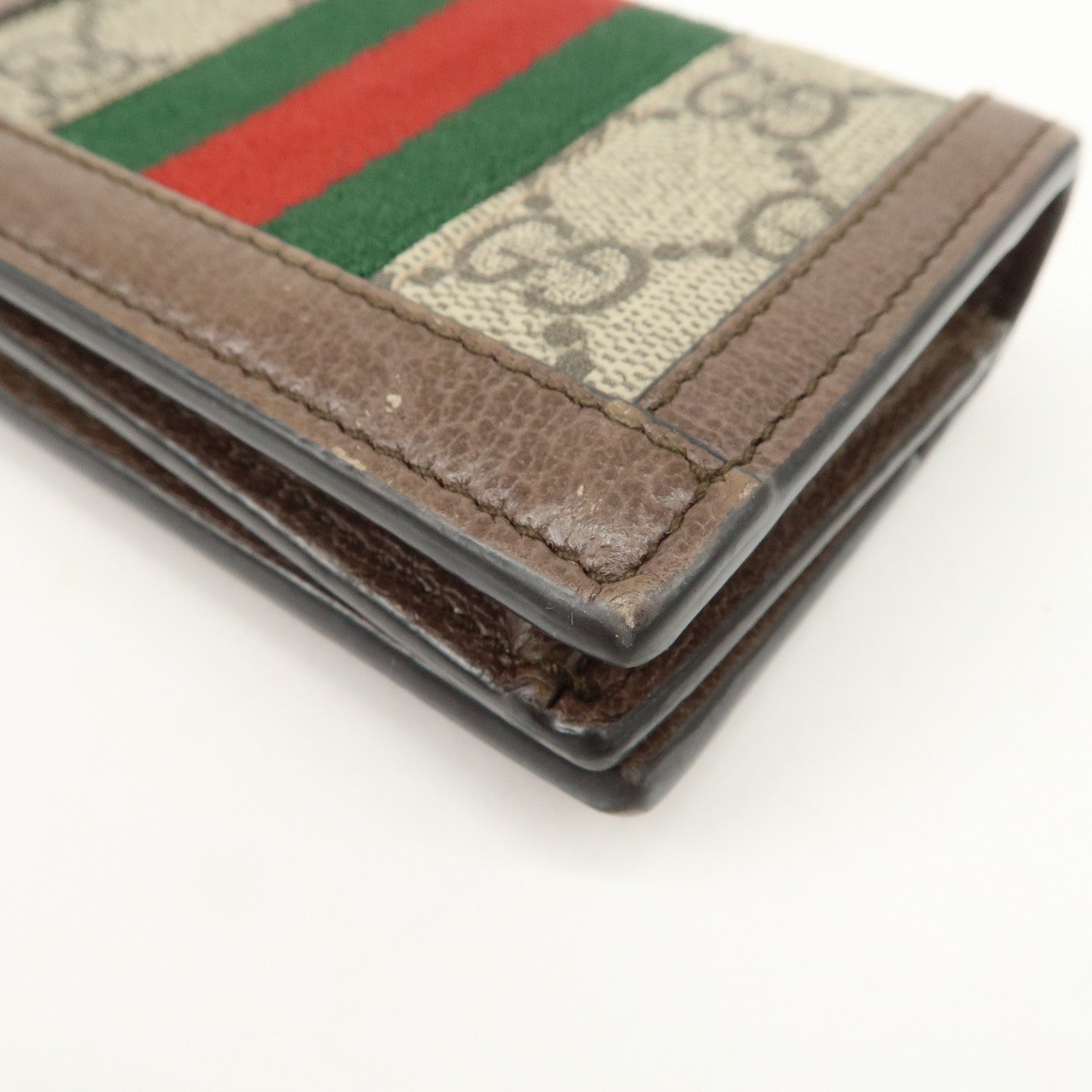 GUCCI Ophidia GG Supreme Leather Bi-Fold Wallet Beige 523155