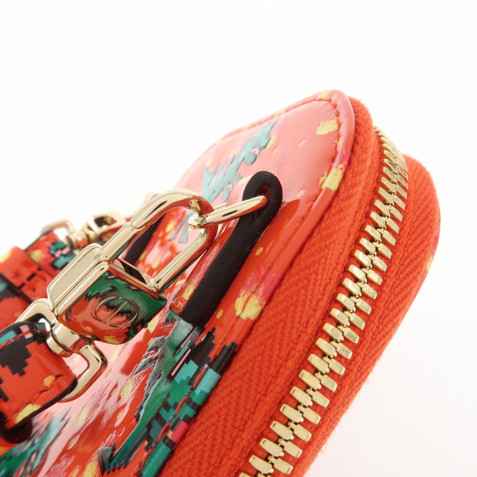 Christian Dior Dinosaur Motif Patent Leather Hand Bag Shoulder Bag