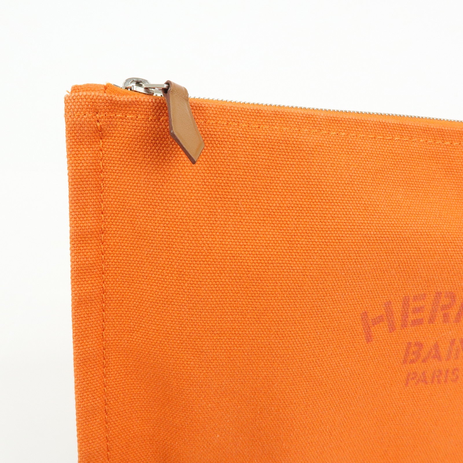 HERMES Yachting GM Canvas Flat Pouch Cosmetic Pouch Orange