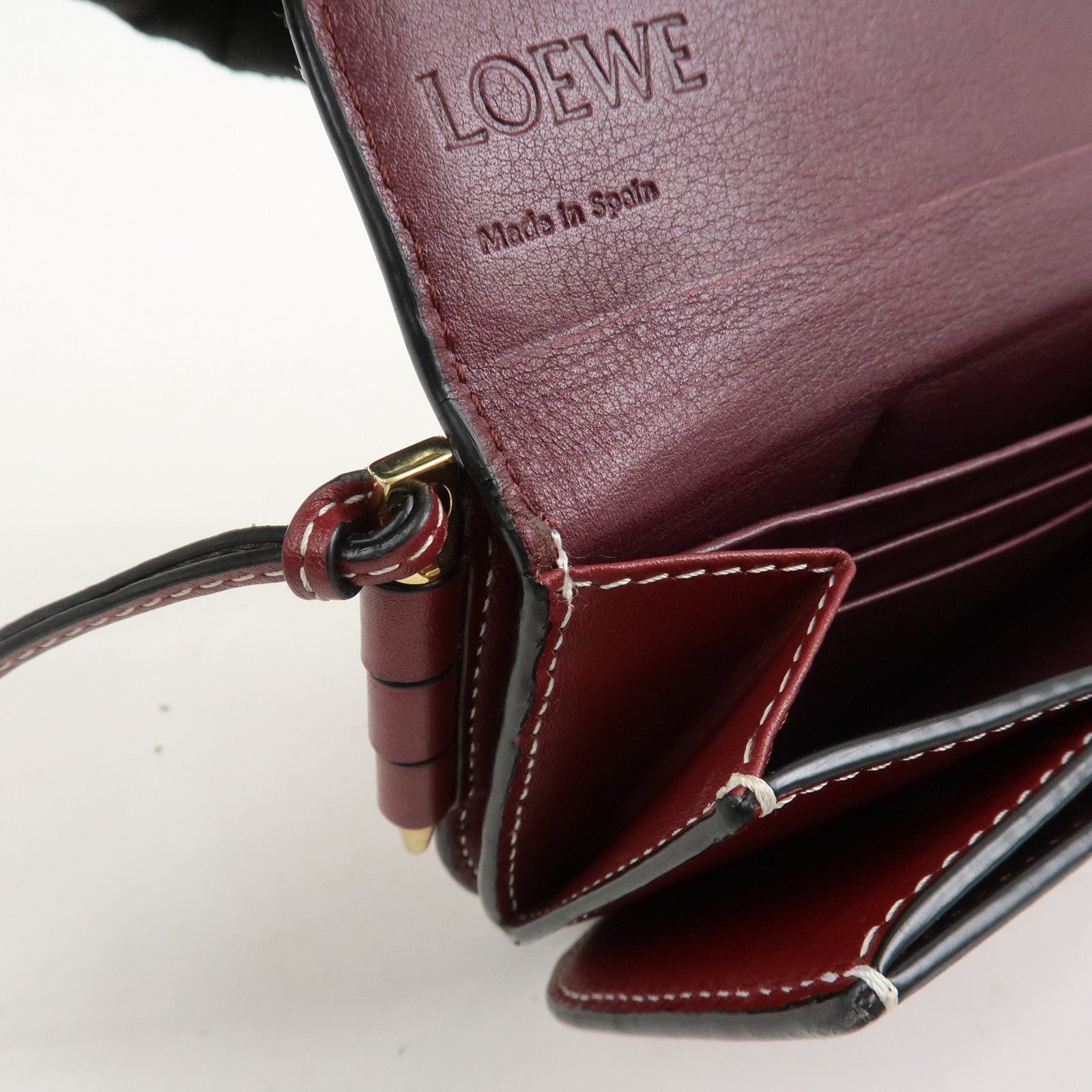 LOEWE Anagram Gate Continental Leather Long Wallet Bordeaux