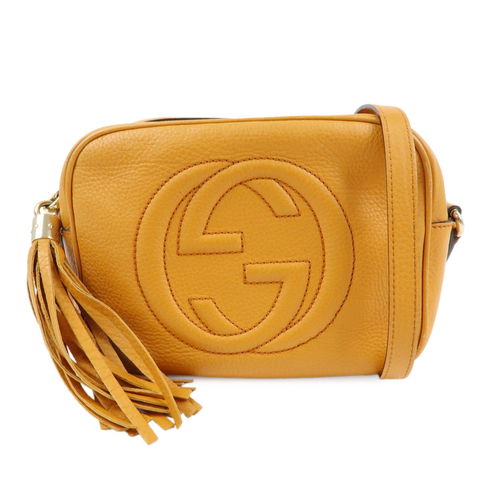 GUCCI SOHO Leather Shoulder Bag Crossbody Bag Orange 308864