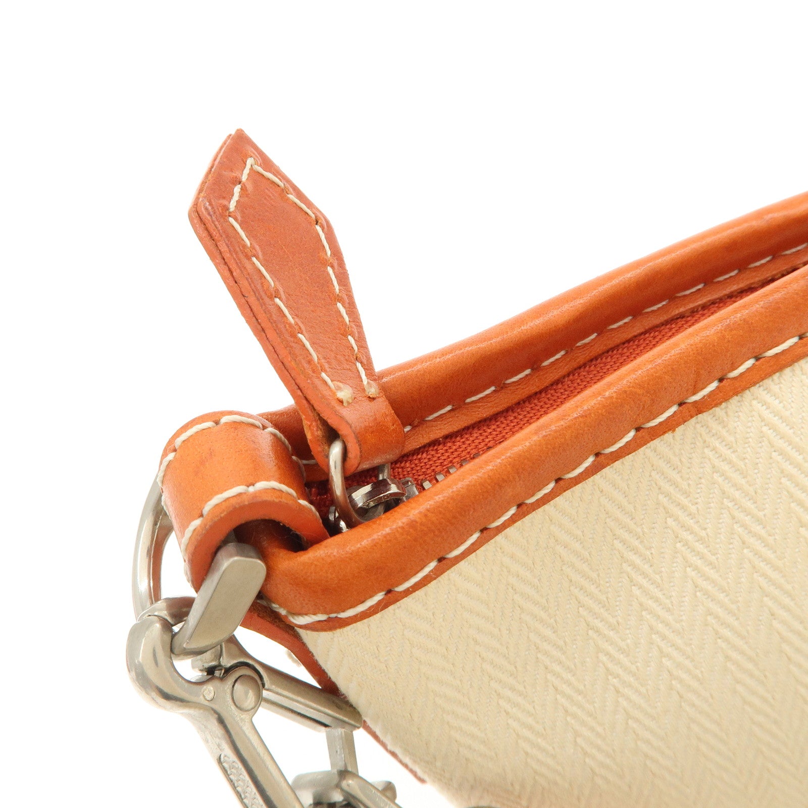 BURBERRY Blue Label  Canvas Leather Shoulder Bag Ivory Brown