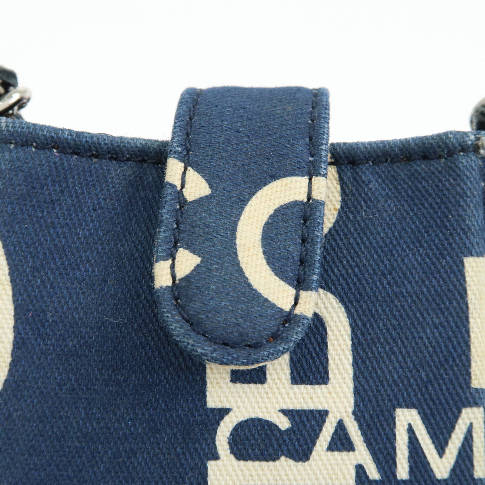 CHANEL By Sea Canvas Cell Phone Chain Shoulder Bag Navy