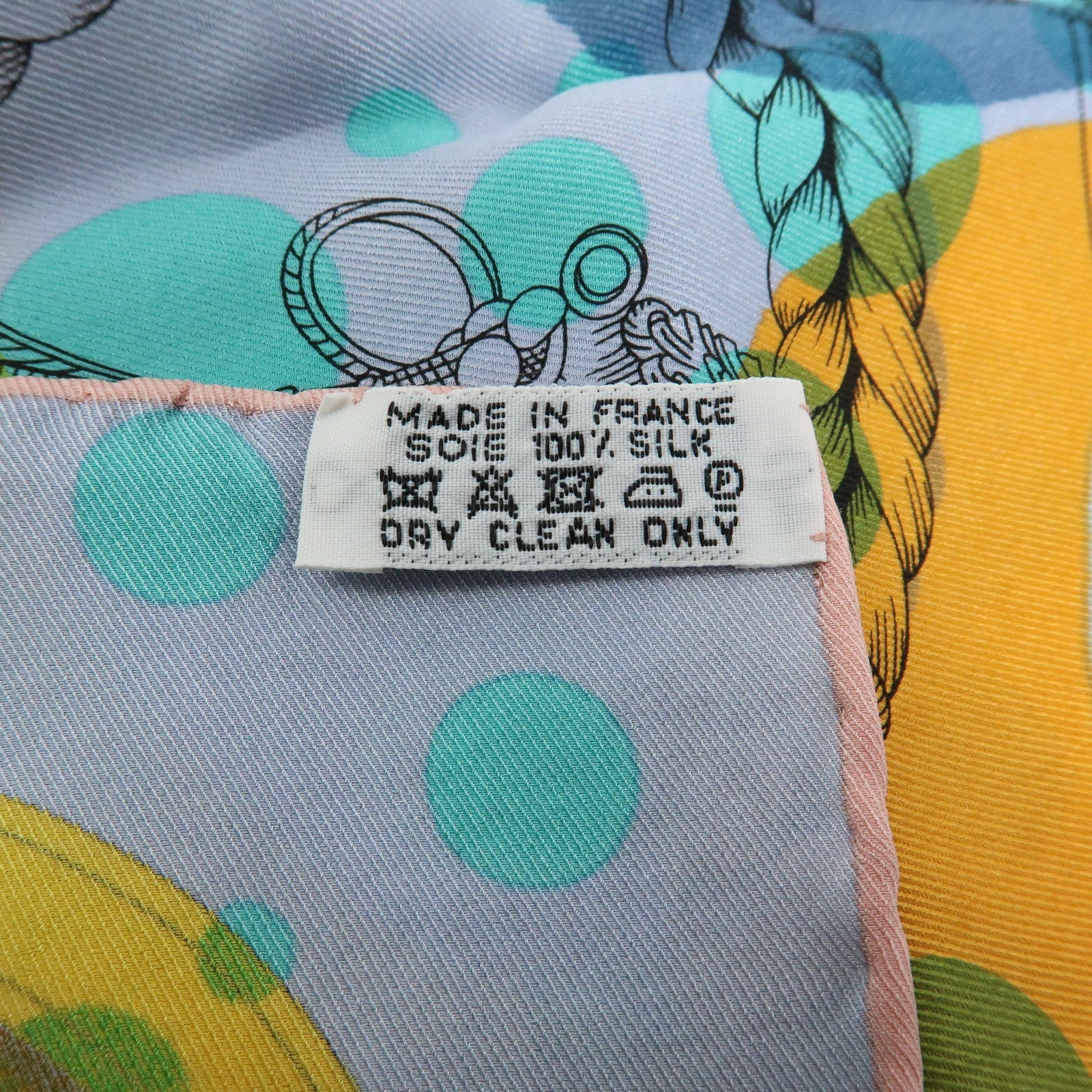 HERMES Carre 70 Silk 100% Scarf Tres Grand Apparat Blue Yellow