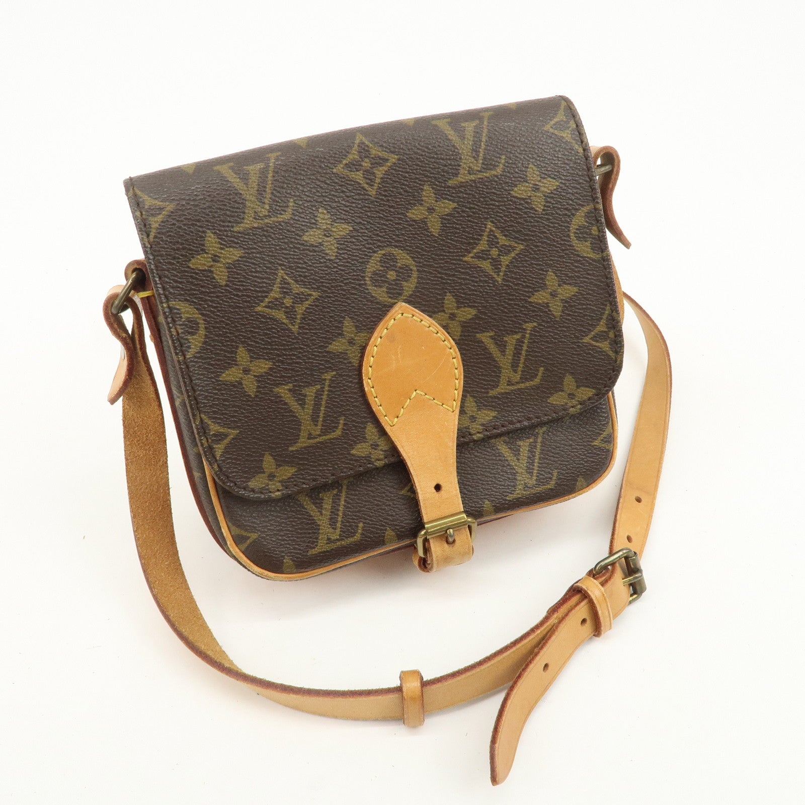 Louis Vuitton Monogram Mini Cartouchiere Shoulder Bag Brown M51254