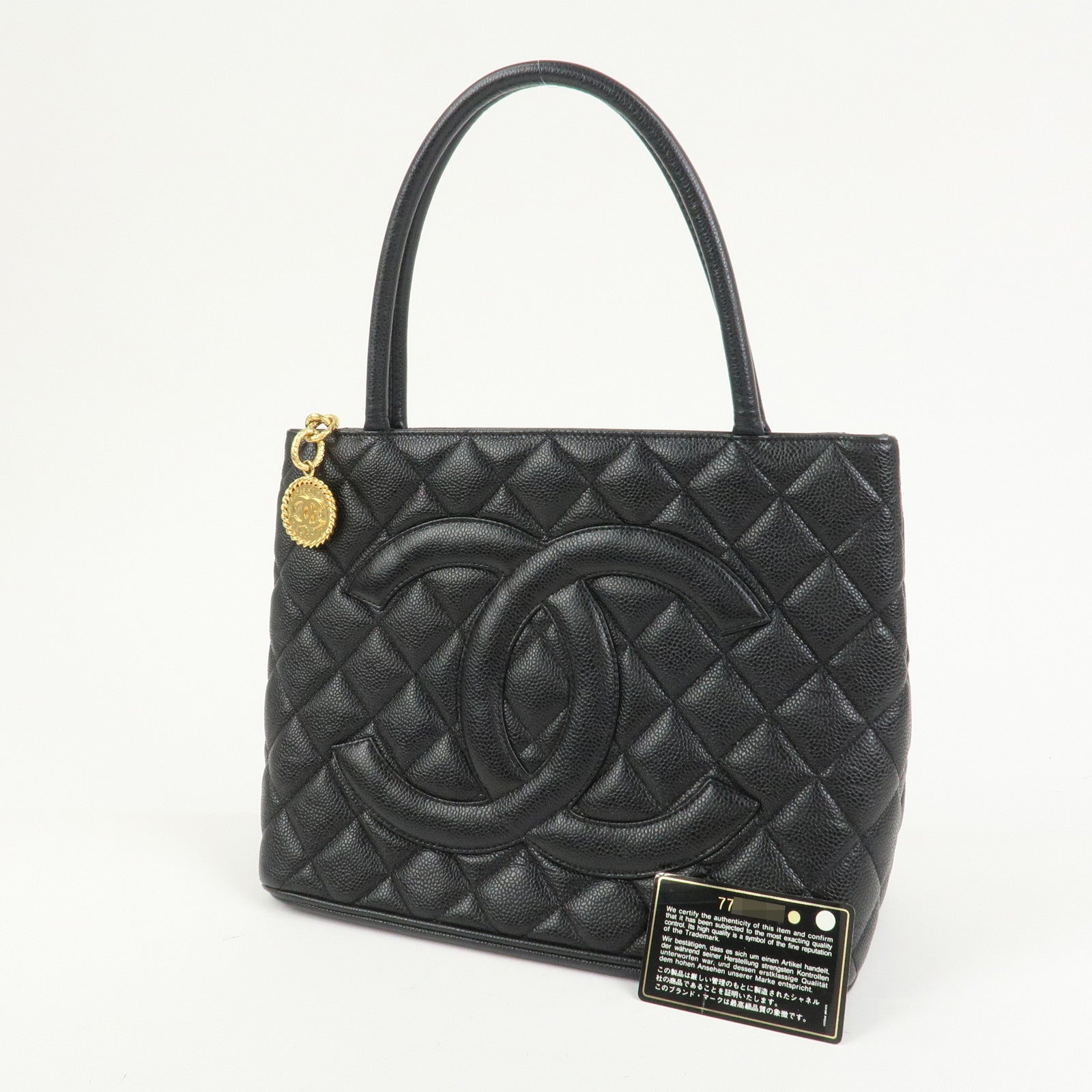 CHANEL Matelasse Caviarskin Medallion Tote Bag Hand Bag A01804