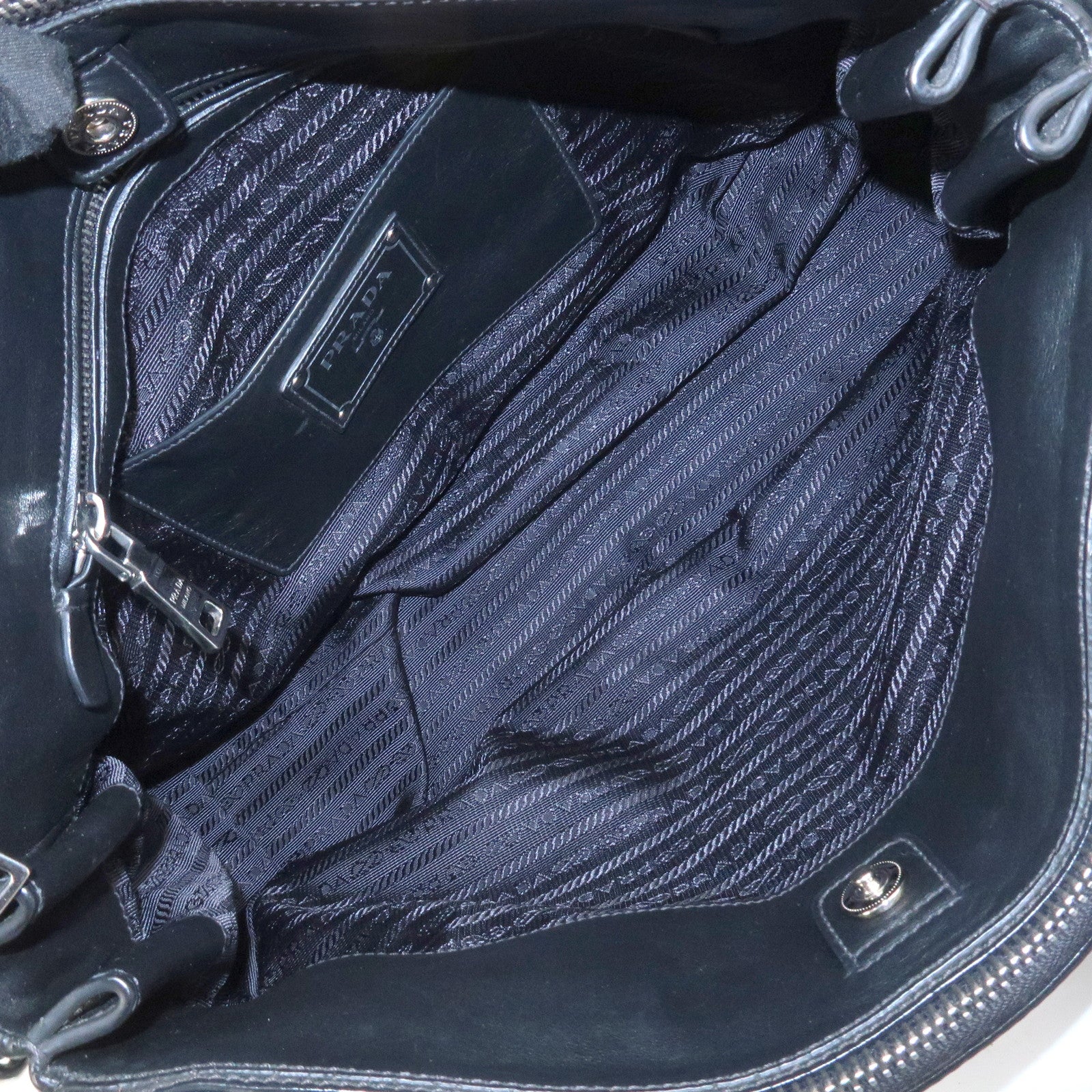 PRADA Logo Leather 2WAY Bag Hand Bag Shoulder Bag Black BN2866